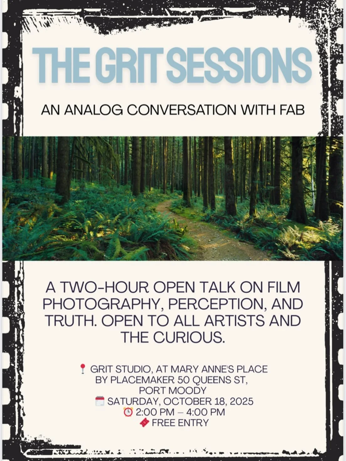 Hello friends!
Join us this Saturday afternoon for a fun conversation on film photography. 
Open to everyone, FAB will be sharing his journey of shooting on film with his panoramic camera.
See you there!