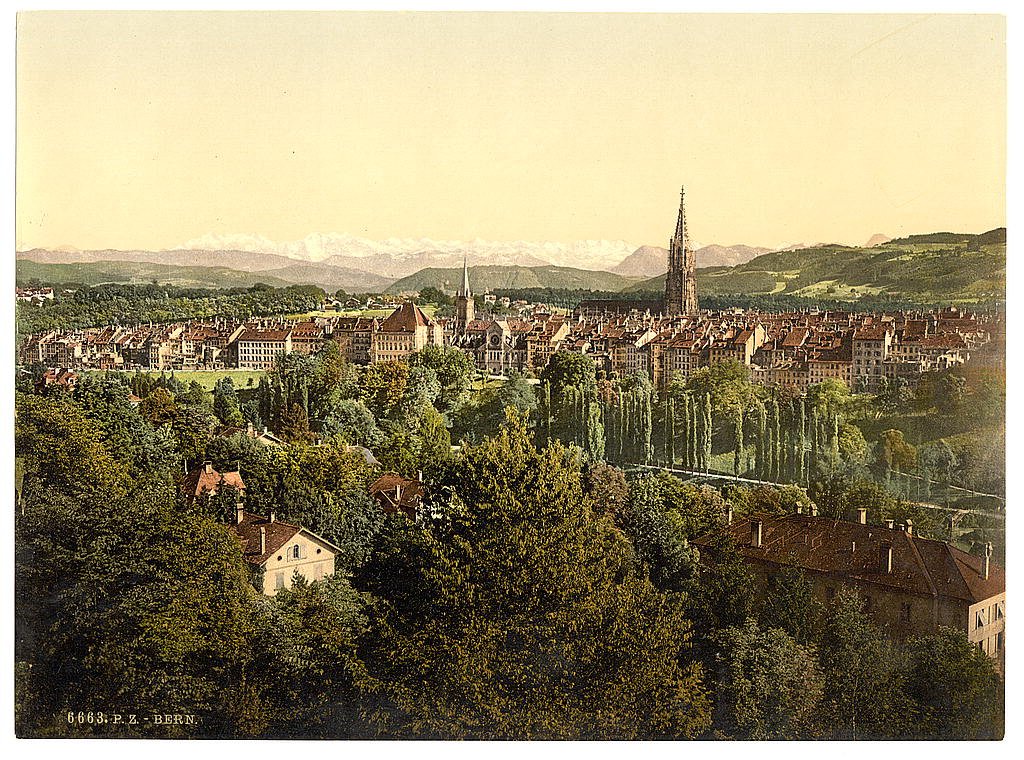 City of Solothurn, which would become a watchmaking center following David's report. Much of the watchmaking migrated to cities like Solothurn and Bern where they needed a concentration of workers to fill factories. Circa 1890. (Public Domain, Librar