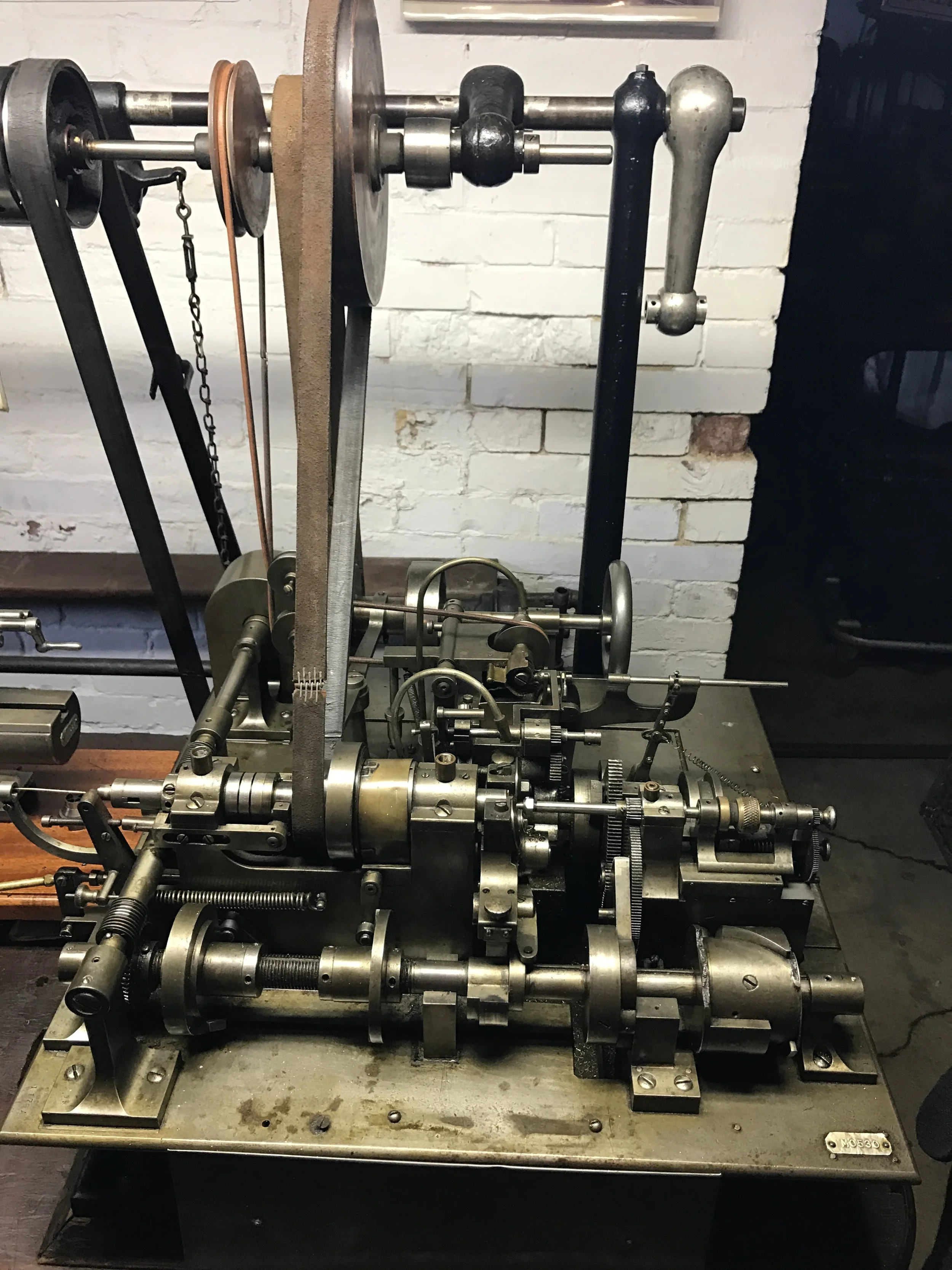 The automatic screw machine marveled by Gribi, now owned by a collector. The chromed pieces on the top part indicate this particular machine (or parts of it) may have even been one of those actually seen by Gribi at the Centennial. Click the image to