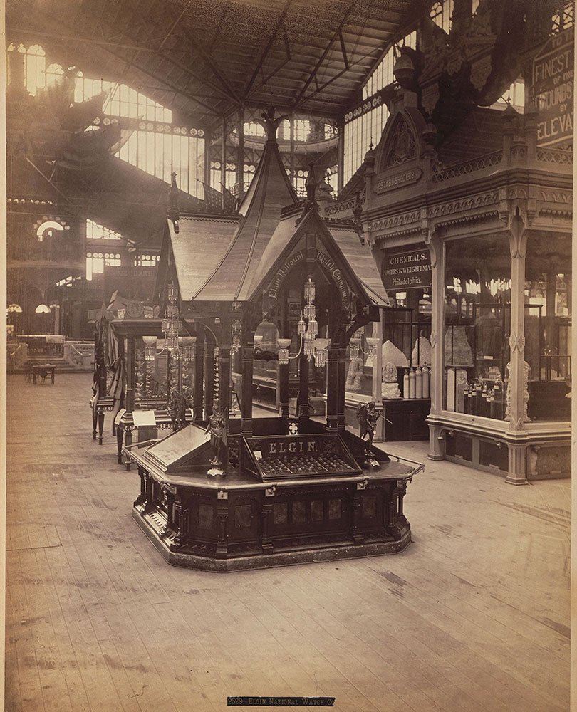 The Elgin National Watch Company's exhibit in the Main Building of the Centennial Exhibition (Centennial Photographic Company)