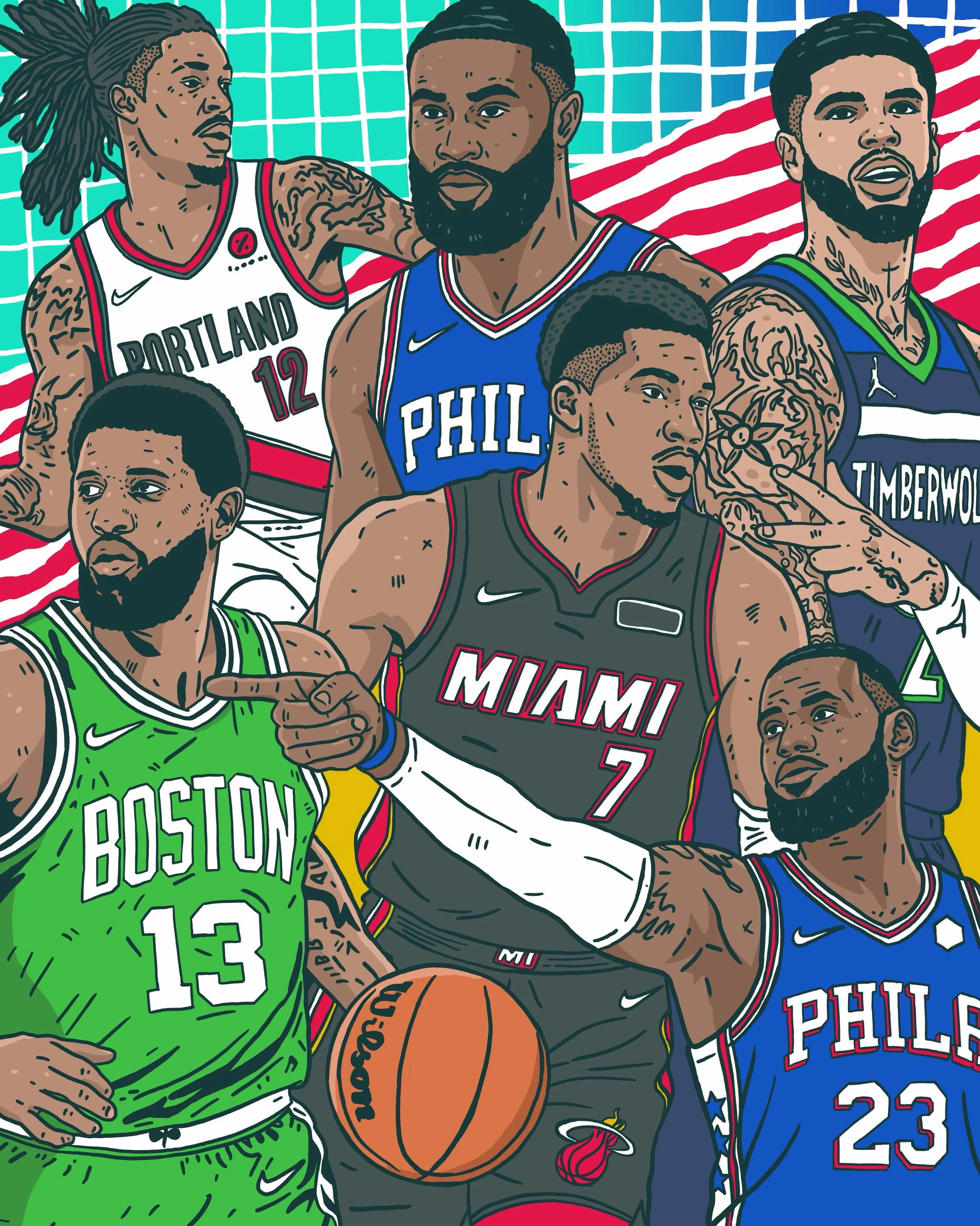 With what could be one of the craziest off-seasons I can remember in recent history, here's a illustration I put together for @nbaaustralia 
#nba #illustration #trades #lebronjames #art