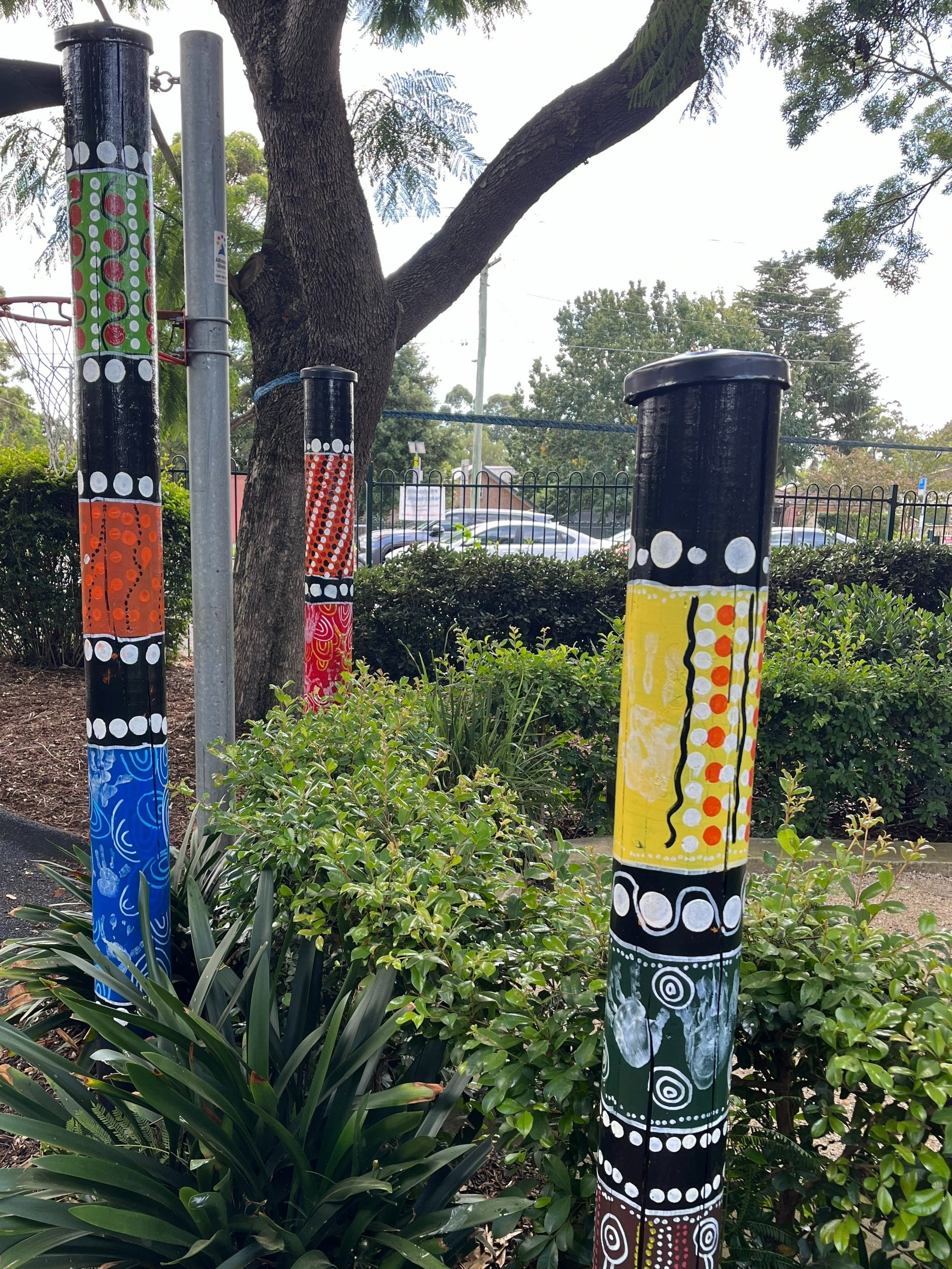 Story poles around the yarning circle