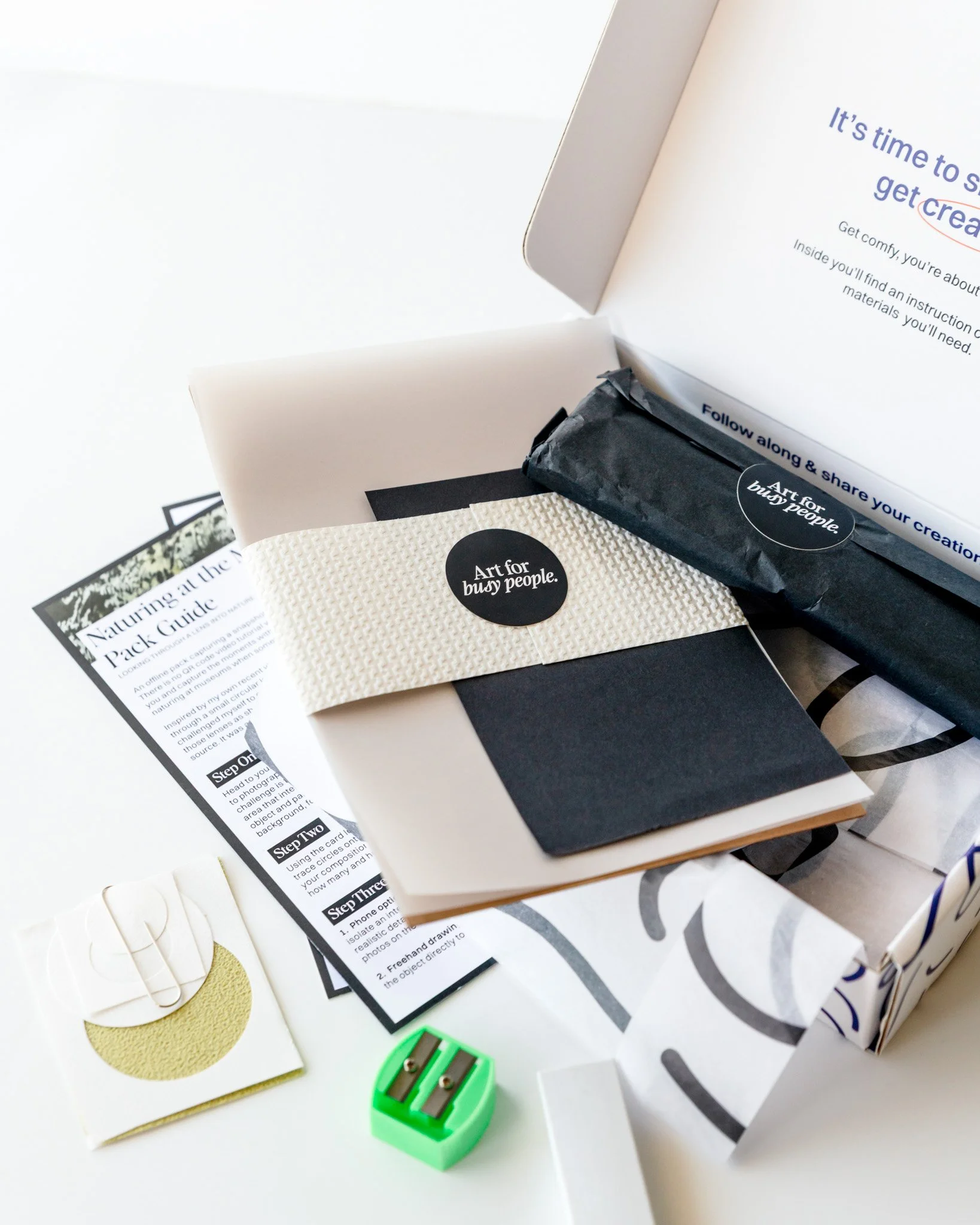 Naturing at the Museum Art Pack displayed with its high-quality pencils, paper, and instructional guides.