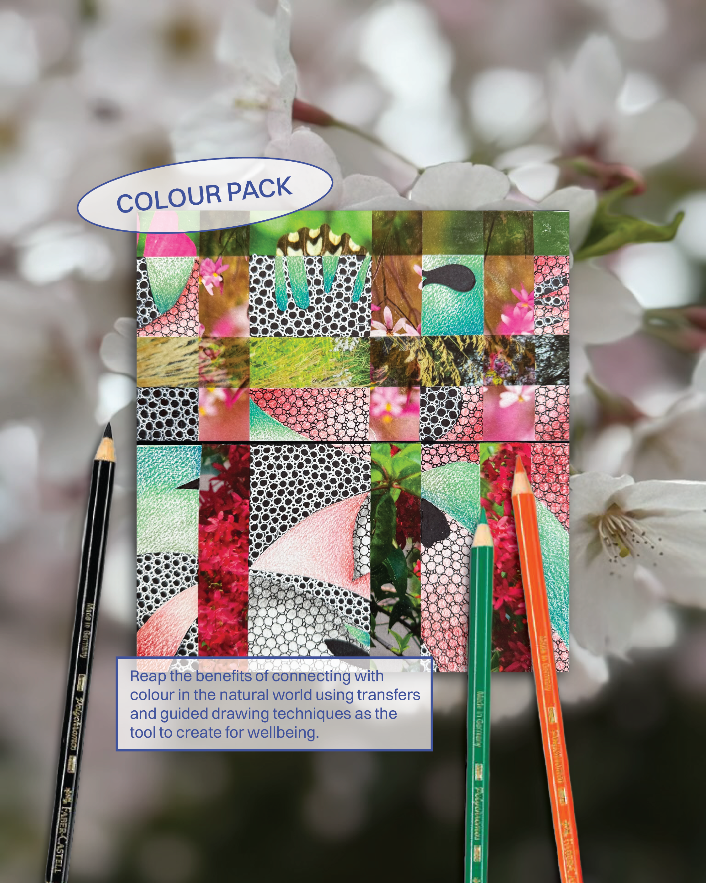 Art for Busy People's Colour art pack completed, abstract art lesson using repetitive mark making