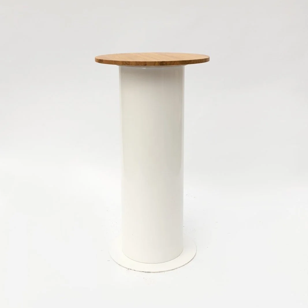 Timber/White Cylinder Bar Table