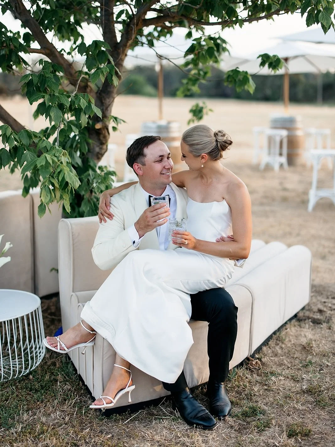 &ldquo;We wound the velvet lounges around a tree near the dance floor &ndash; it created the most inviting little lounge area and guests absolutely loved it.&rdquo;
💫 Explore Bronte &amp; Blake&rsquo;s full riverside wedding story on the Journal.

V