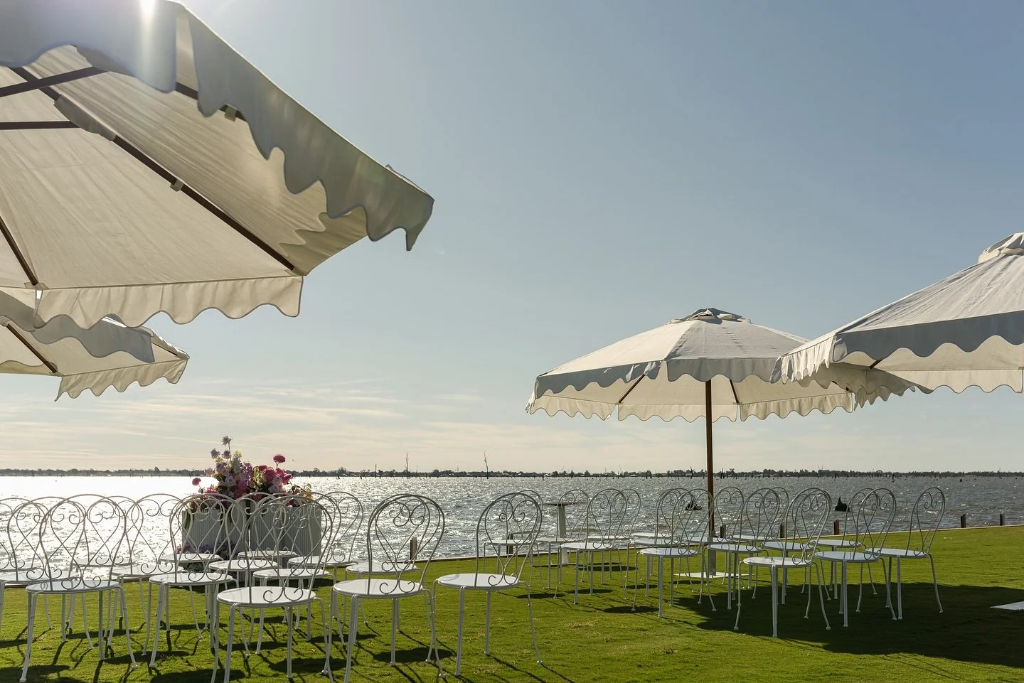 Our Amelie Garden Chairs perfectly paired with soft florals and scalloped umbrellas for that dreamy summer celebration vibe. 

Timeless, elegant, and romantic! The perfect choice for garden and waterfront &ldquo;I do&rsquo;s.&rdquo;

Venue @sebelyarr