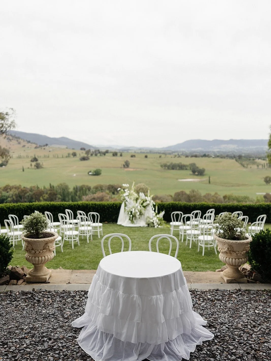 Our ruffle tablecloth has quickly become a favourite.

From ceremony signing tables
to champagne tower moments
to the cake table at the end of the night

One styling piece that carries beautifully through the entire wedding day, @sparepairsisters cre