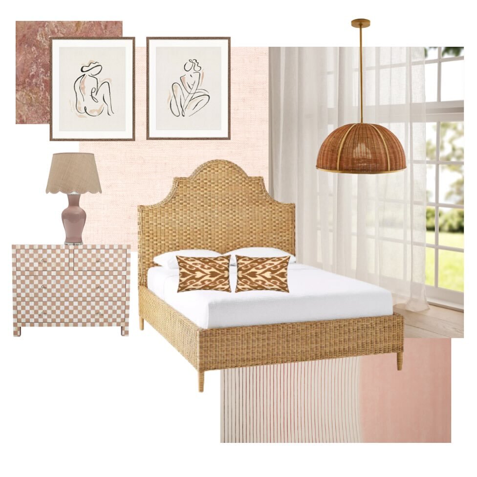 Concept furnishings design for a master bedroom 🐚 

#tradewindsdesign #seasideinteriors #softpink #wickerfurniture #interiordesign #femininestyle