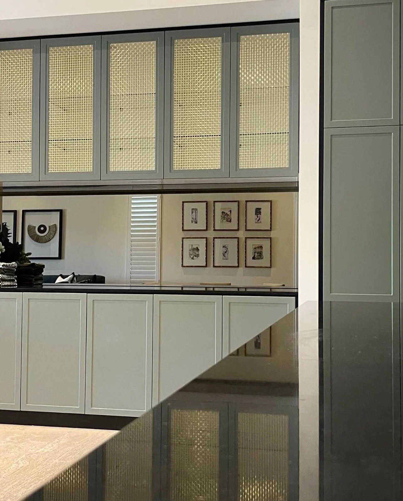 We chose to reface this existing near-new kitchen as the quality was already there, the door and drawer fronts were simply outdated lacking dimension and personality. 
And with the extra money saved, we could add these beautifully lacquer finished (i