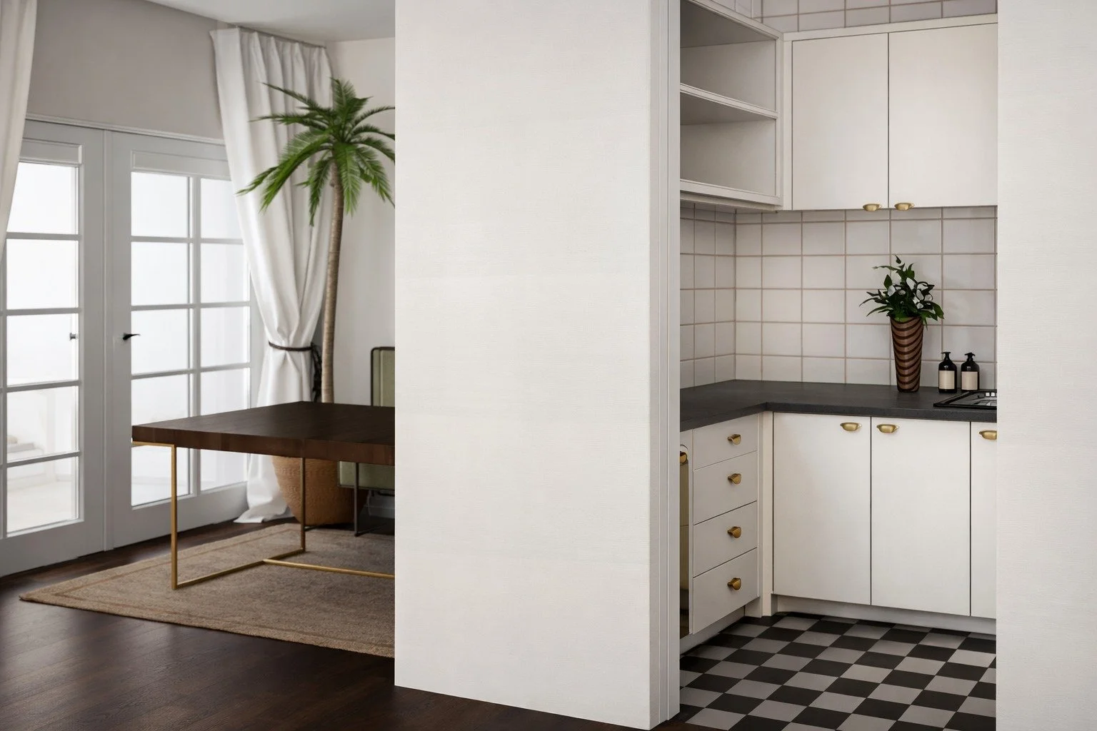 Small spaces demand thoughtful design.

In reimagining this terrace home, every element was carefully considered to maximise both function and flow. A streamlined kitchen now opens seamlessly into a dining area, with French doors extending the space 