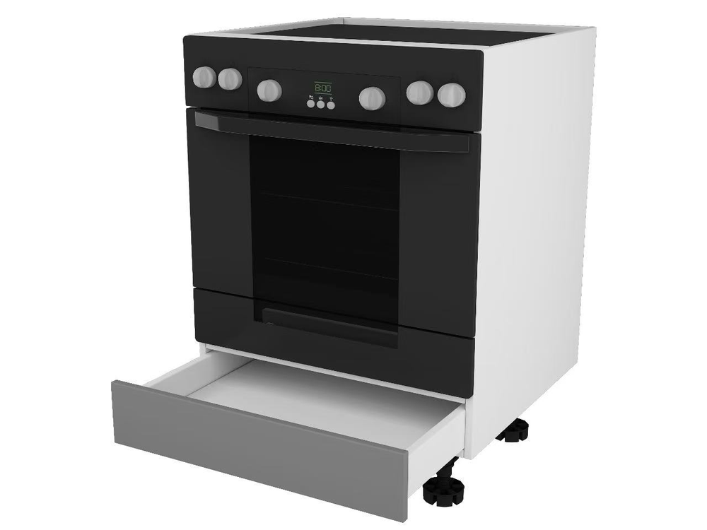 Slate Grey thermoform 600mm oven base cabinet with storage drawer