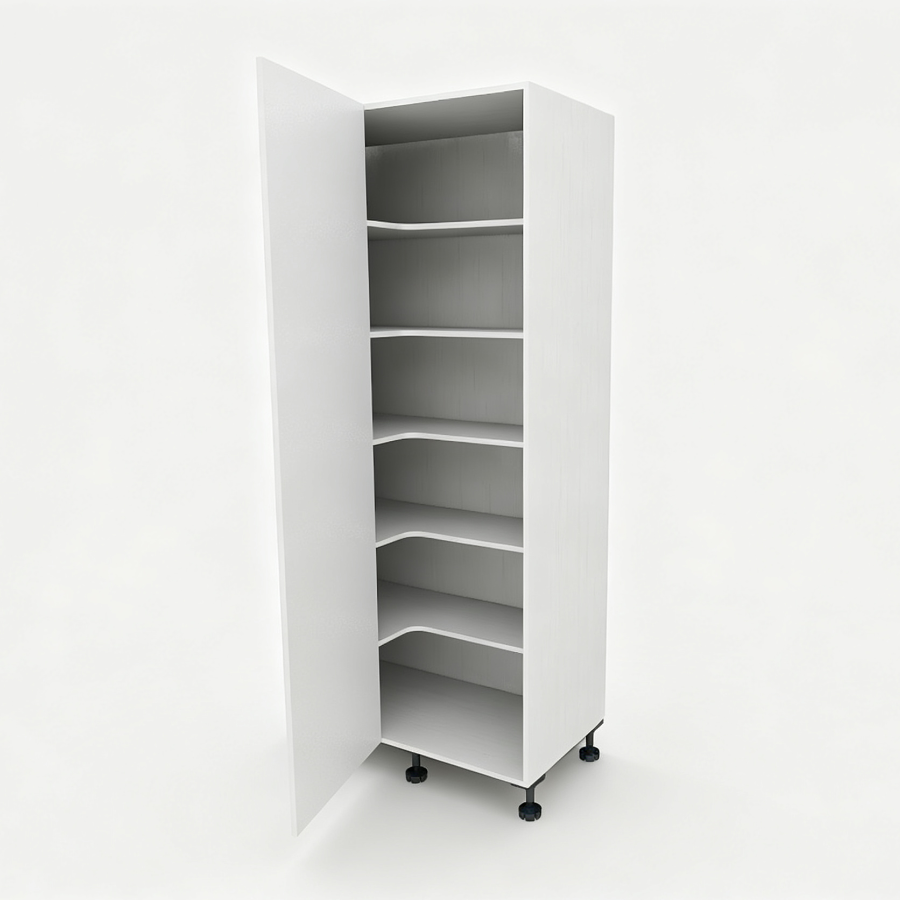 White blind corner pantry cabinet open with adjustable shelves – tall kitchen storage cabinet NZ