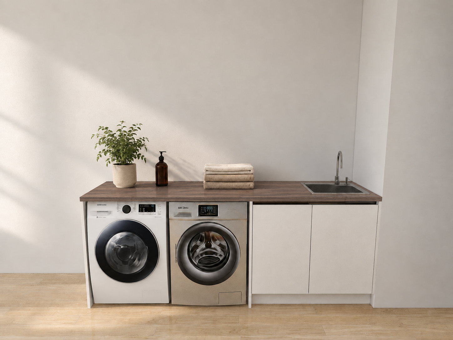 Walnut woodgrain laundry room countertop.png