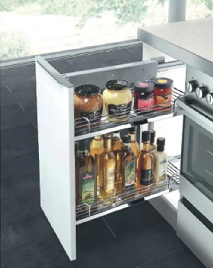 pull out spice and oil rack for narrow kitchen cabinet storage