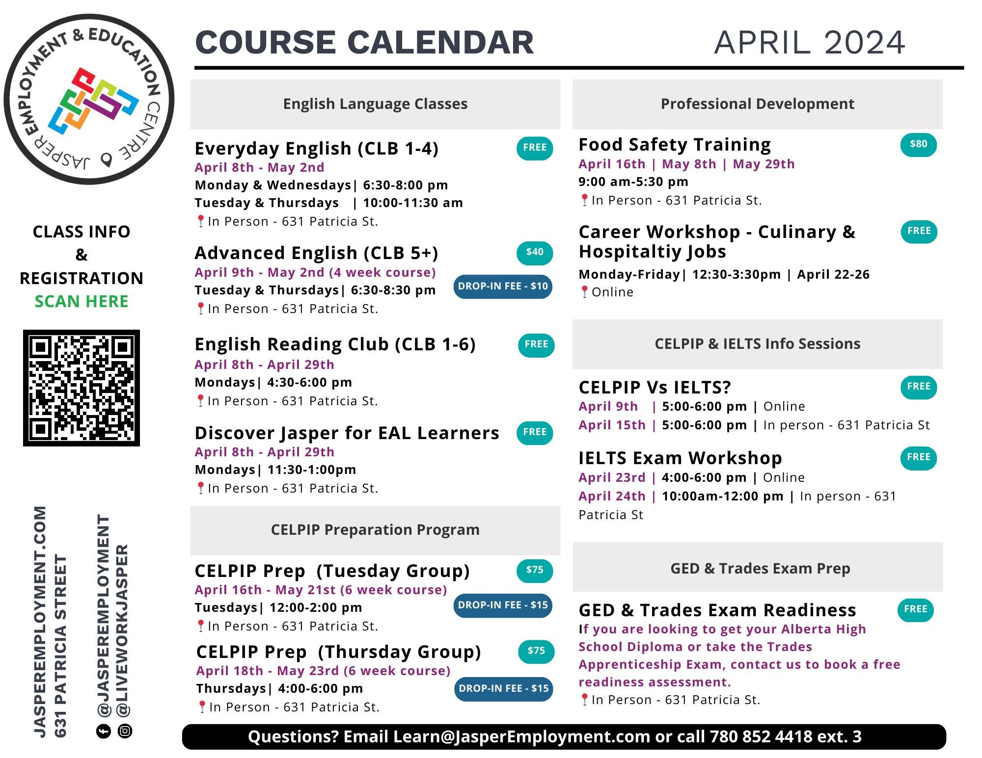 📚 Dive into April with our exciting new education courses! 
From skill-building workshops to career-enhancing seminars, there's something for everyone at Jasper Education and Employment Center. 
Click the link to secure your spot and embark on your 