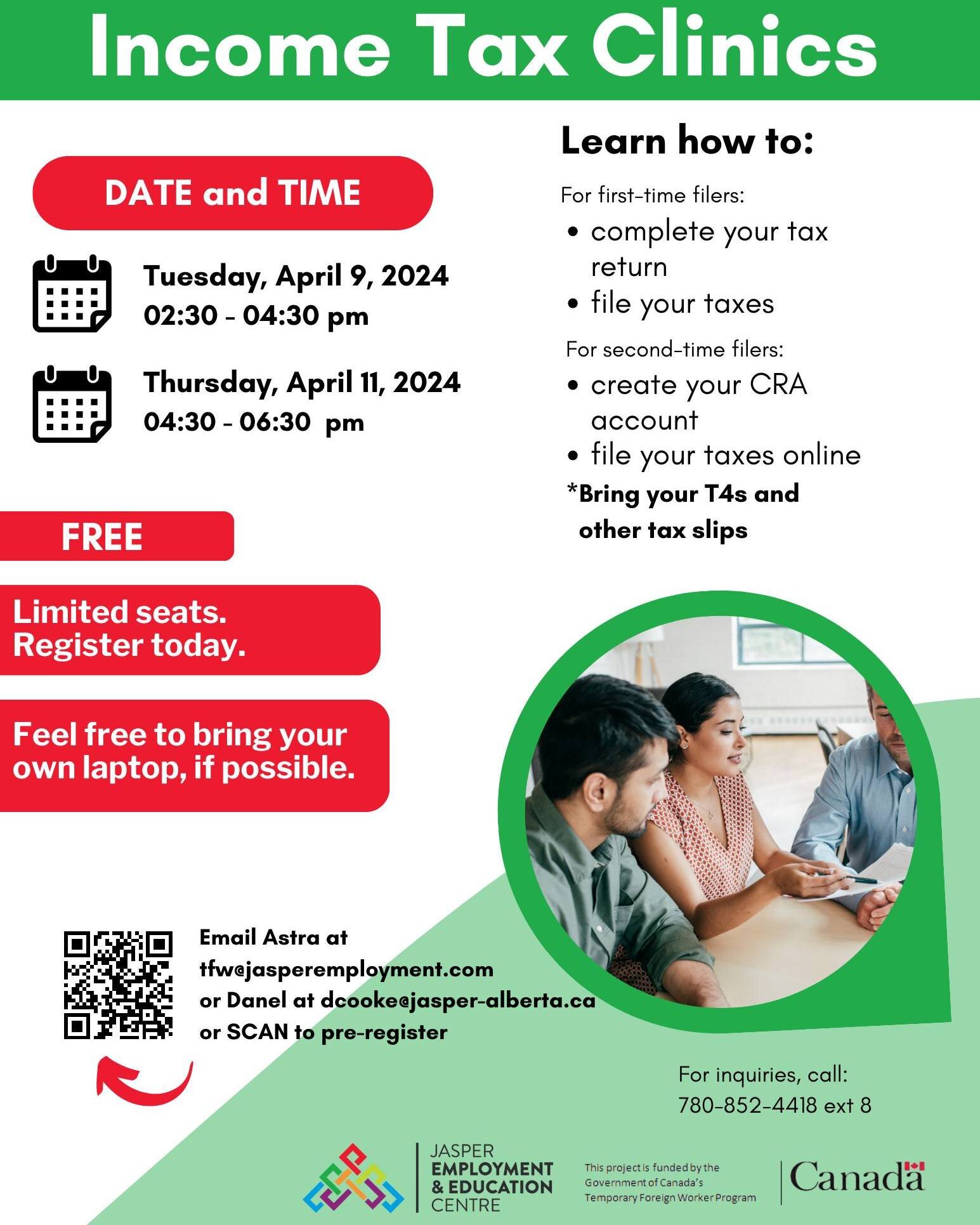 Ready to tackle your taxes head-on? 
Join us for our Income Tax Sessions at JEEC! 
April slots are available &ndash; reserve yours today! 
Simply scan the QR code or follow the link to secure your spot: 
https://forms.gle/exYZDPD5j8668Lgj9