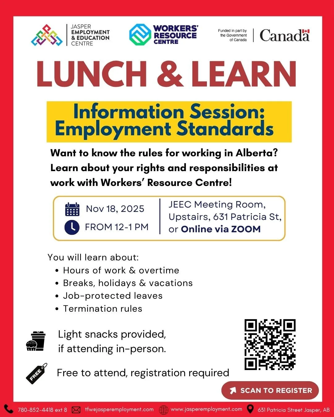 Join our upcoming session in collaboration with @workersresourcecentre  on Employment Standards : your rights, your responsibilities, and what every employee should know.

Check out the poster for full details, or click the link to register.
Don&rsqu