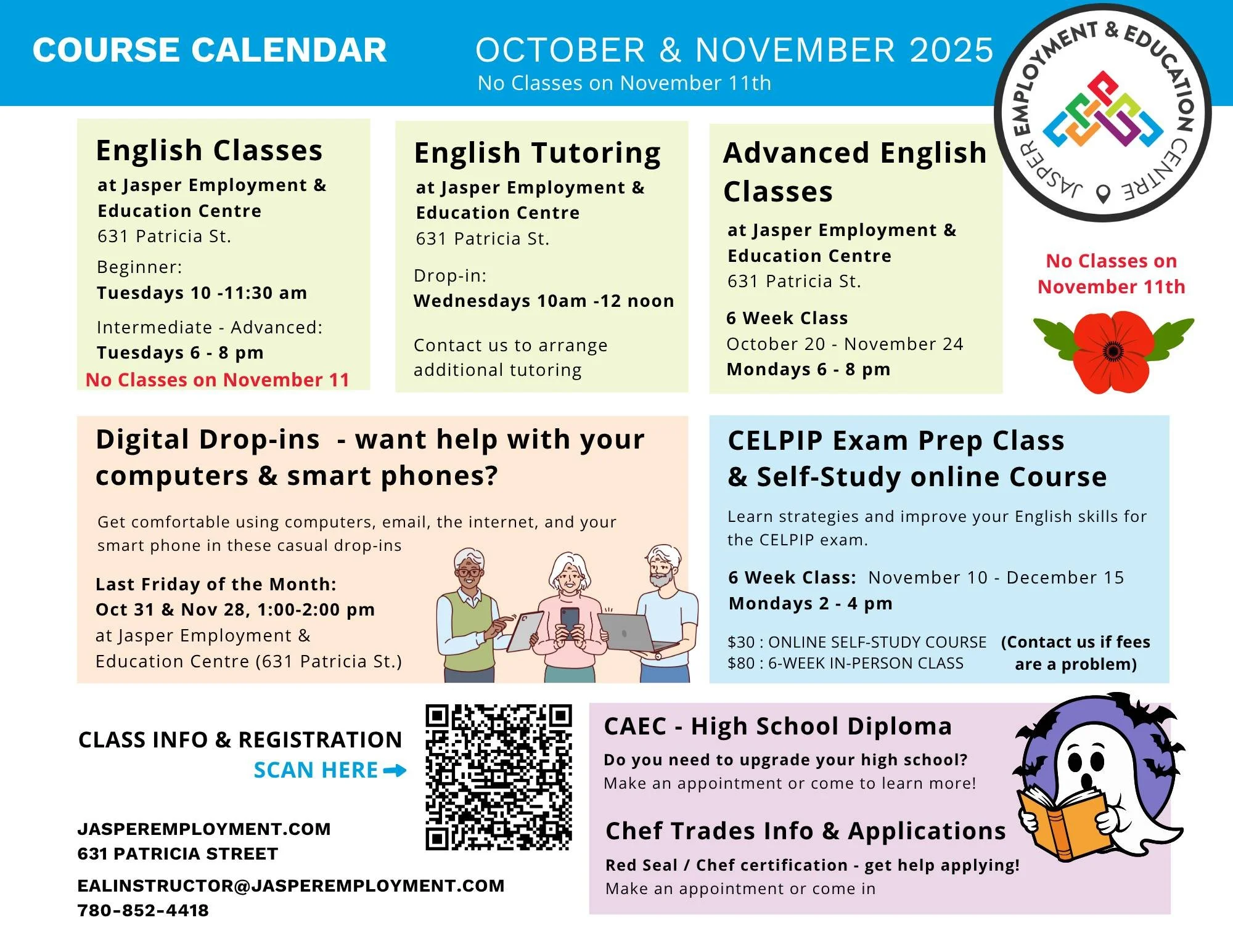 Ready to take your English to the next level? Whether you're a Beginner, Intermediate, or Advanced learner &mdash; we've got the perfect class for you!

Looking to improve your digital skills? 💻
Learn how to navigate computers, emails, online forms,