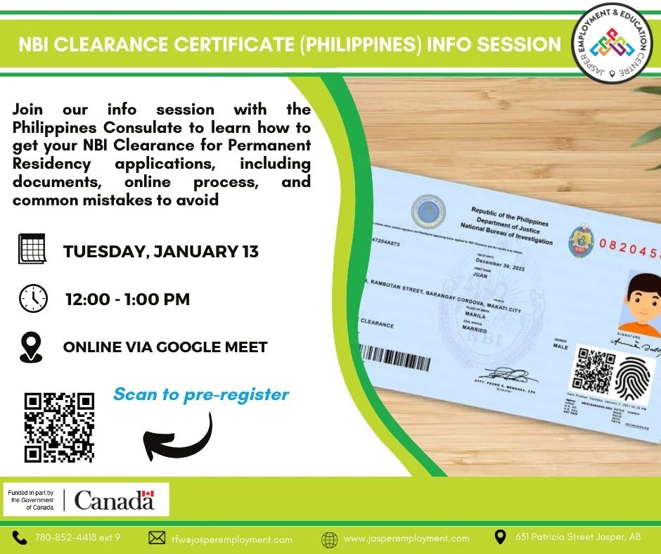 Hey 👋 Filipino workers!
Planning your Permanent Residency in Canada 🇨🇦?

One important step: your NBI Clearance Certificate from the Philippines. Don&rsquo;t stress! we&rsquo;ve got you!

Join our online session with the Philippines Consulate and 