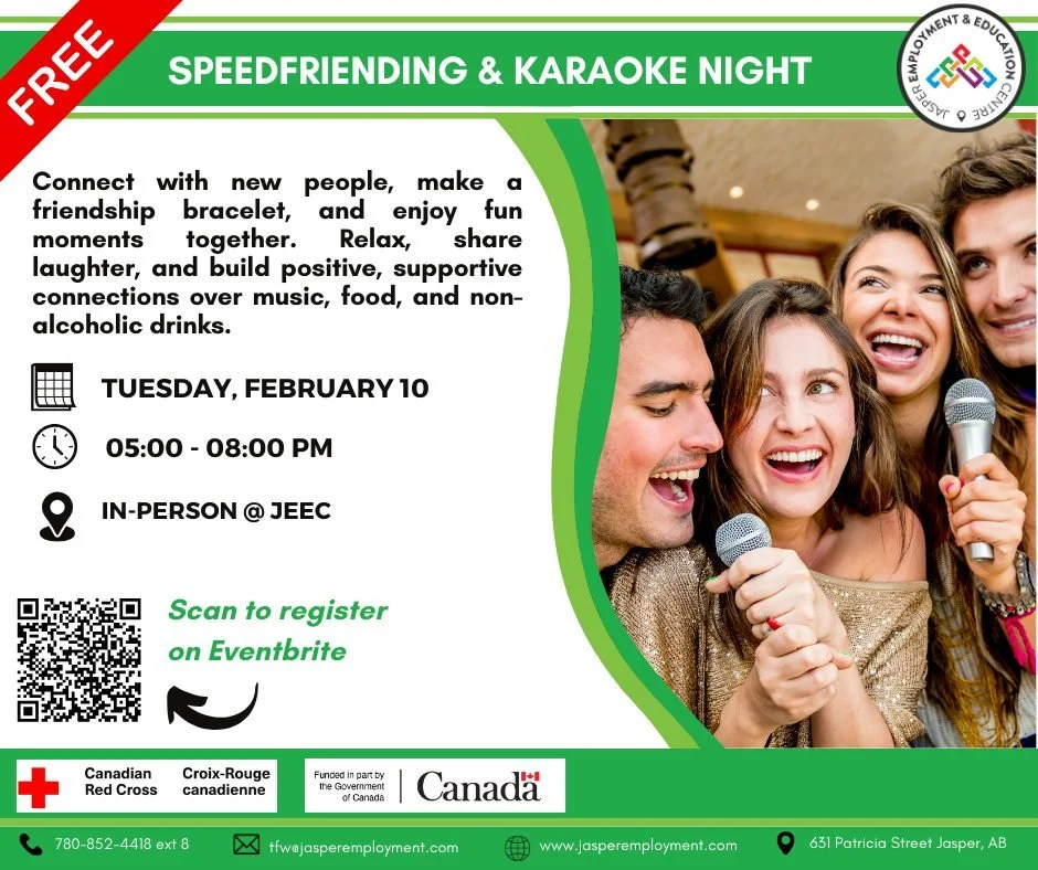 Speedfriending &amp; Karaoke Night! 🎤
Meet new people, make friendship bracelets, and sing your favorite songs.
Food and non-alcoholic drinks included. 
⚠️ Limited spots available. https://www.eventbrite.ca/e/speedfriending-karaoke-night-tickets-198