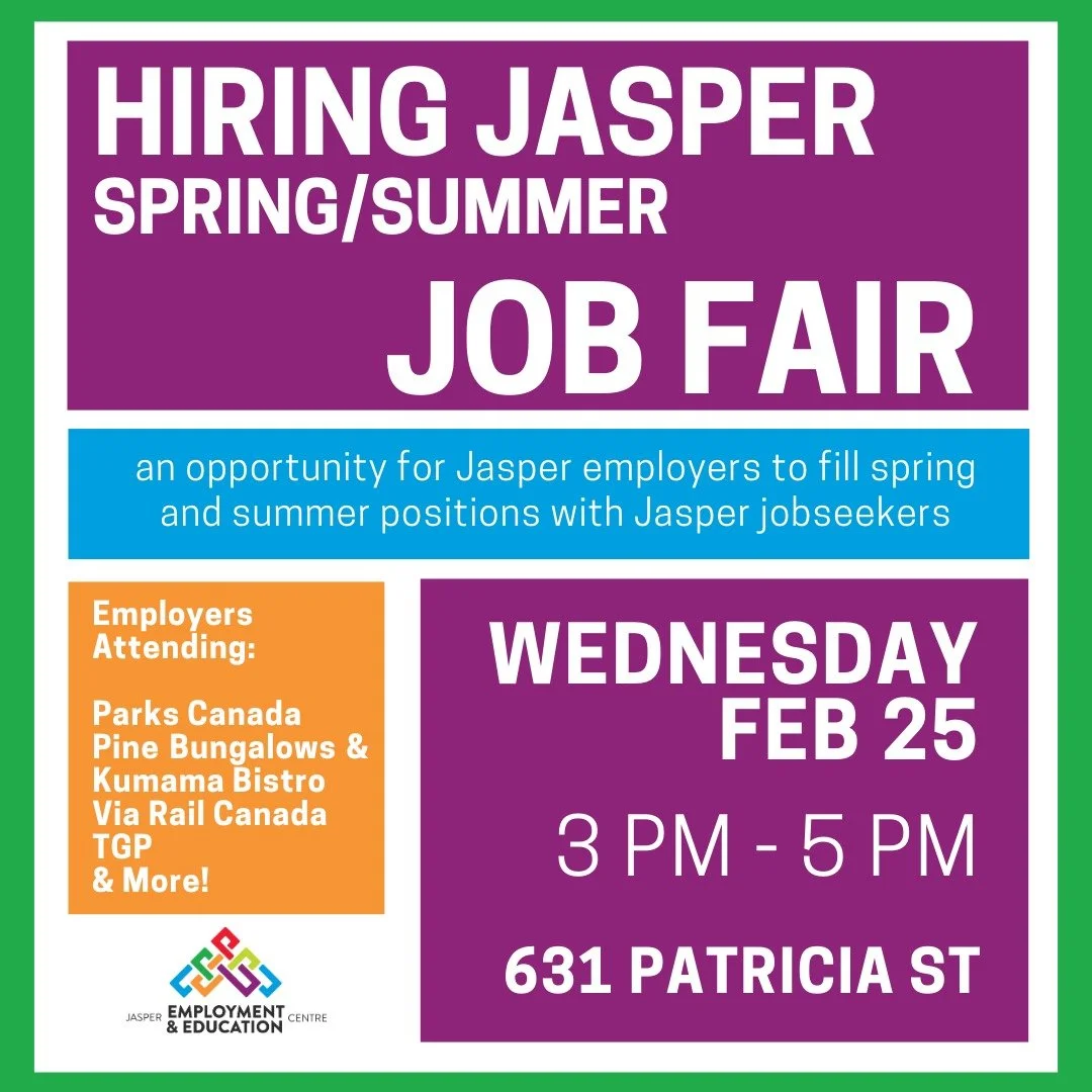 🎉 It&rsquo;s happening! The Jasper Employment &amp; Education Centre is hosting its first job fair of the season on February 25.
Whether you&rsquo;re looking for your next opportunity, exploring career options, or ready to meet local employers, this