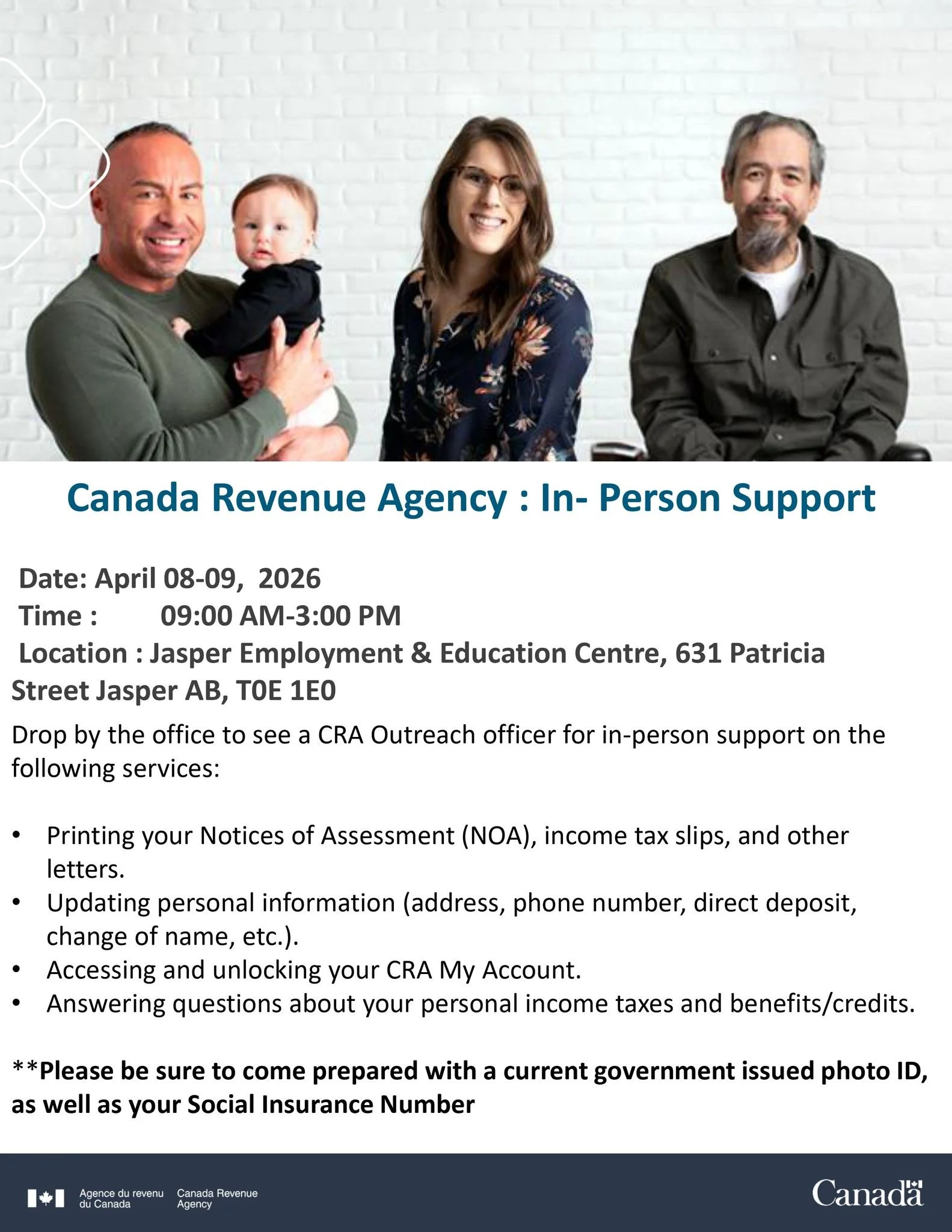 📣 Check out the updated poster for our upcoming CRA Outreach on April 8 &amp; 9!

✅ See the poster for a full list of services that will be offered
💬 Connect with representative and get your questions answered