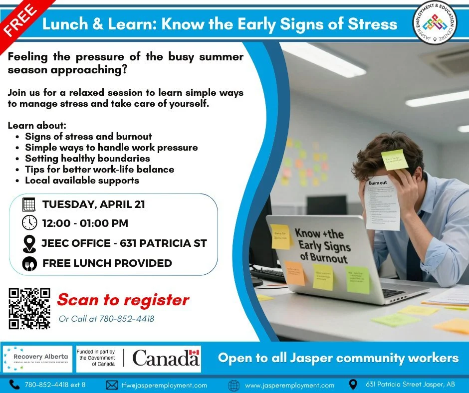 TOMORROW &ndash; WORKPLACE BURNOUT SESSION

Summer is around the corner, and many of you are already balancing two jobs and busy schedules. Come join us to learn simple, practical ways to manage stress and avoid burnout.

P.S. LUNCH IS ON US!