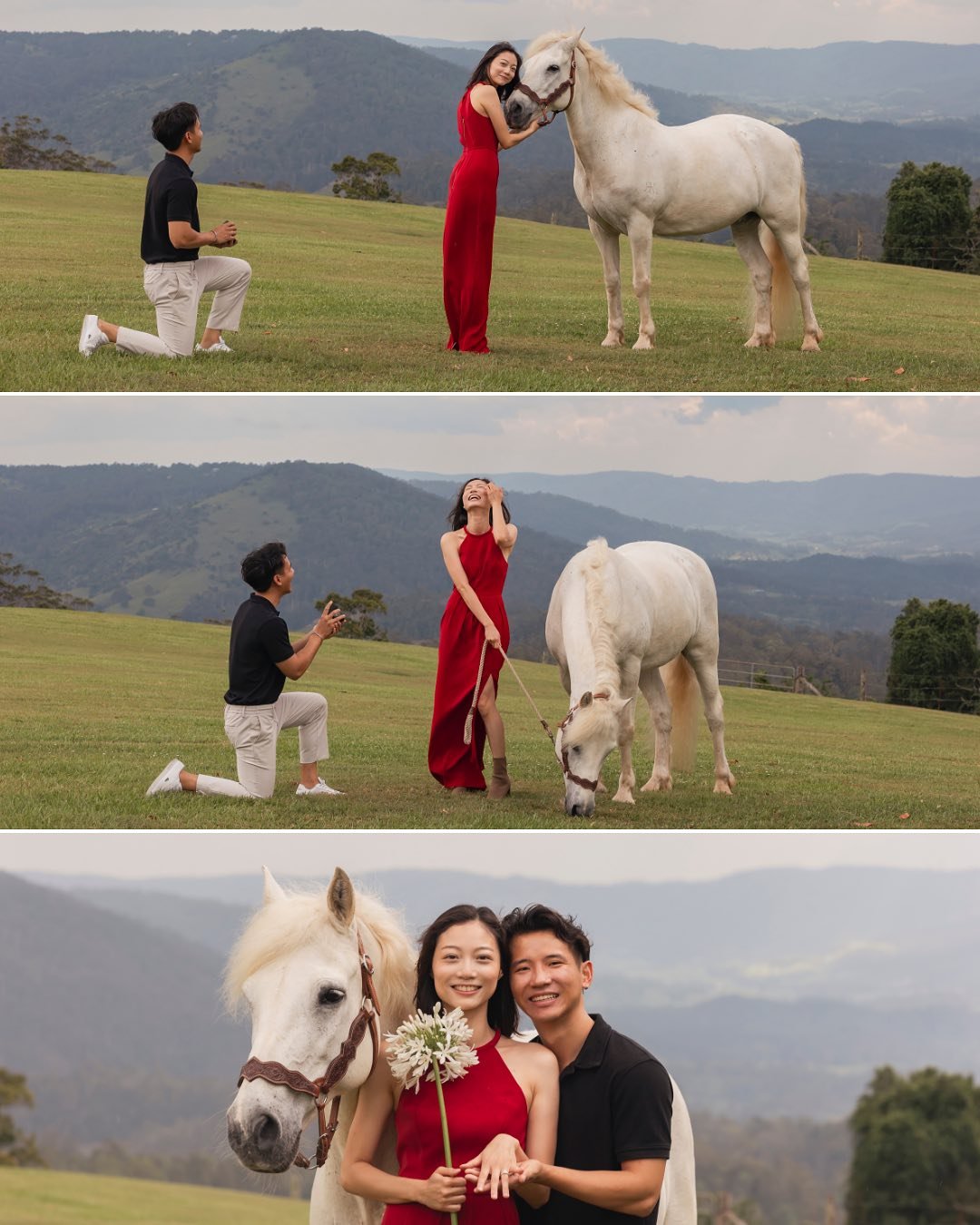 Congrats to newly engaged couple,Grace and Jonny 
Such special moments captured by @teeganrosephotography 💍 

And what a stunning location at @zarinacountrycabins 
Even with unpredictable and wet weather, everything paused just long enough for this 