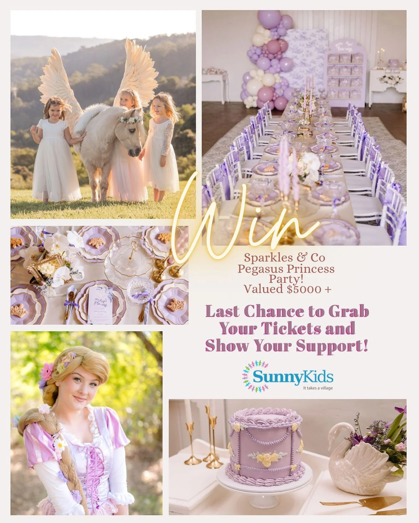 🎉🌟 Last Chance closes tonight at 6pm Raffle !🌟🎉

Winners will receive a phone call at 9am Saturday 30th of May. Yes that&rsquo;s tomorrow morning 🙌✨✨✨

Join us in supporting SunnyKids and make a difference in the lives of vulnerable children and