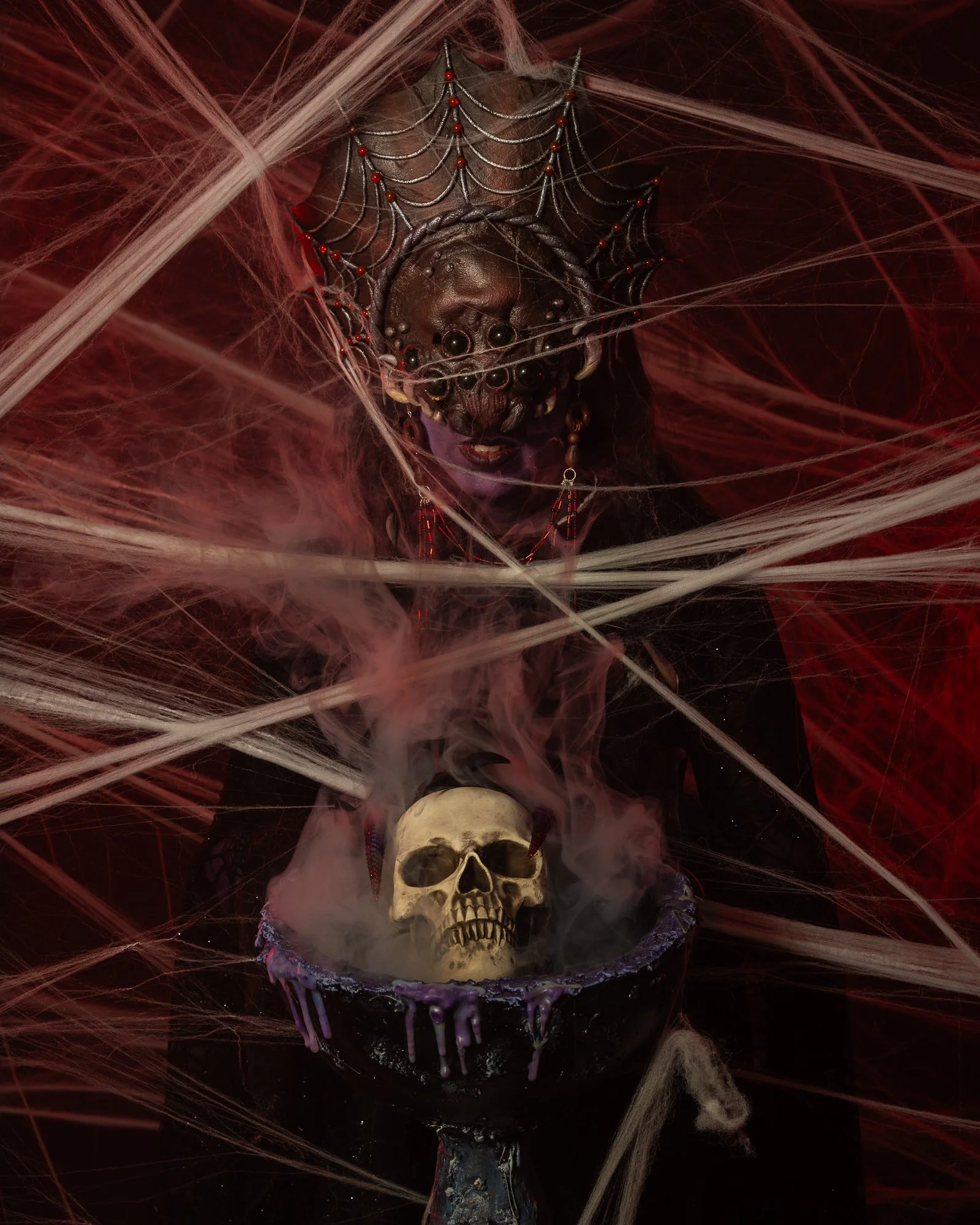 Spider Queen costume with skull