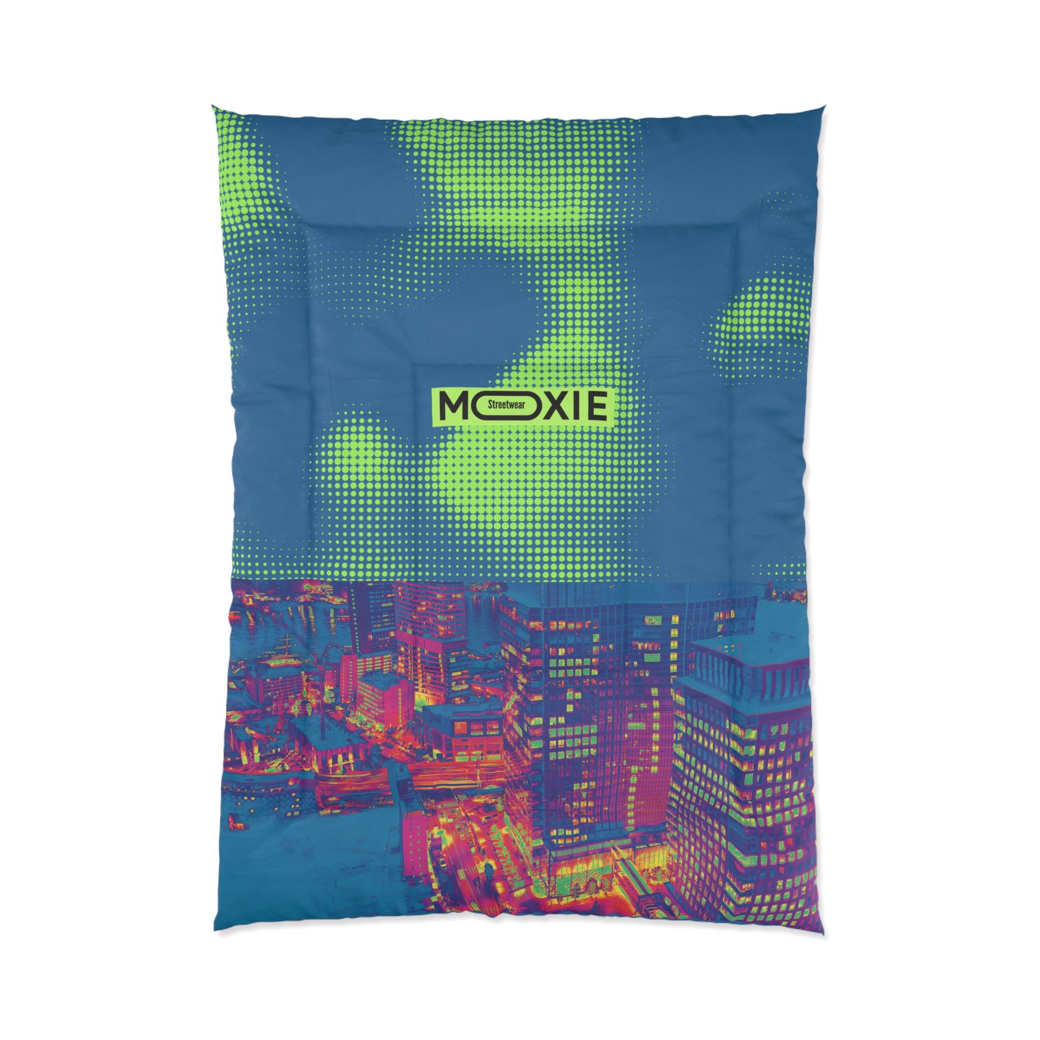 Moxie Dream Comforter - 100% Polyester, Double Square Quilting, Vibrant Colors, Lightweight Design, Solid Bright White Back