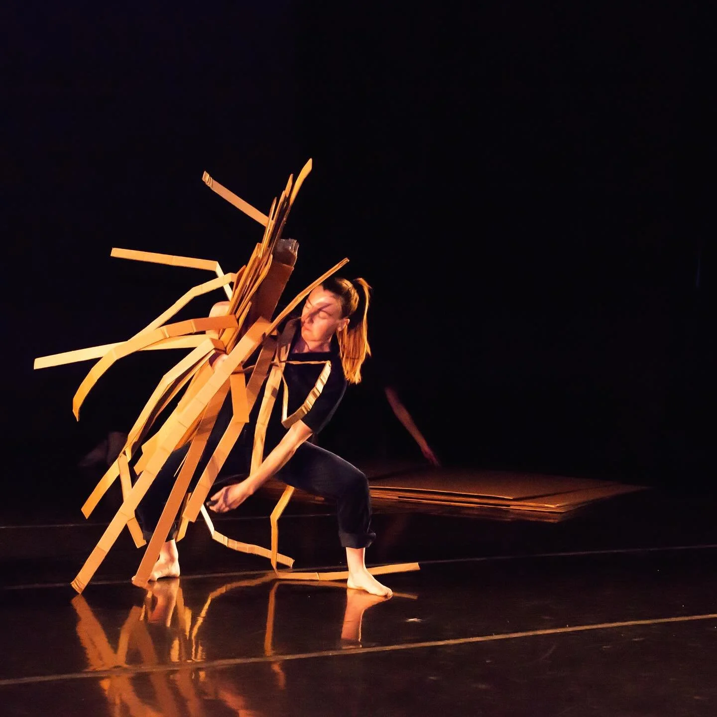 @caitlmm managing the mess of human knowledge. Part of &ldquo;the institute for folding&rdquo; by @bodeldancearts w/ @hannasatt @caitlmm and an original score by @roymt_ 📦

@vermontdance resident artist project on tour&hellip; final show !!! Wed Oct