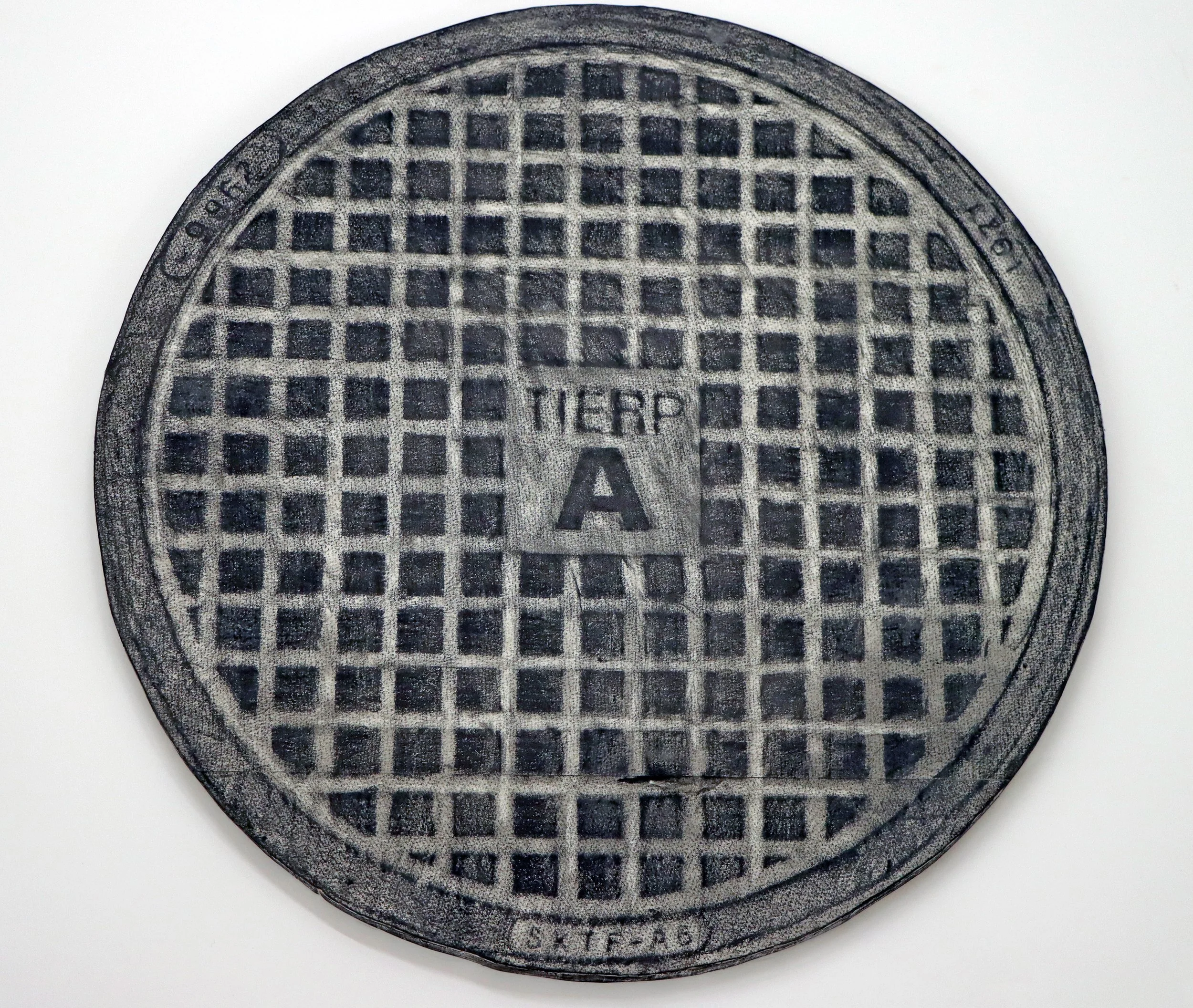 Entré – grafitfrottage och vax på mdf, ø 65 cm