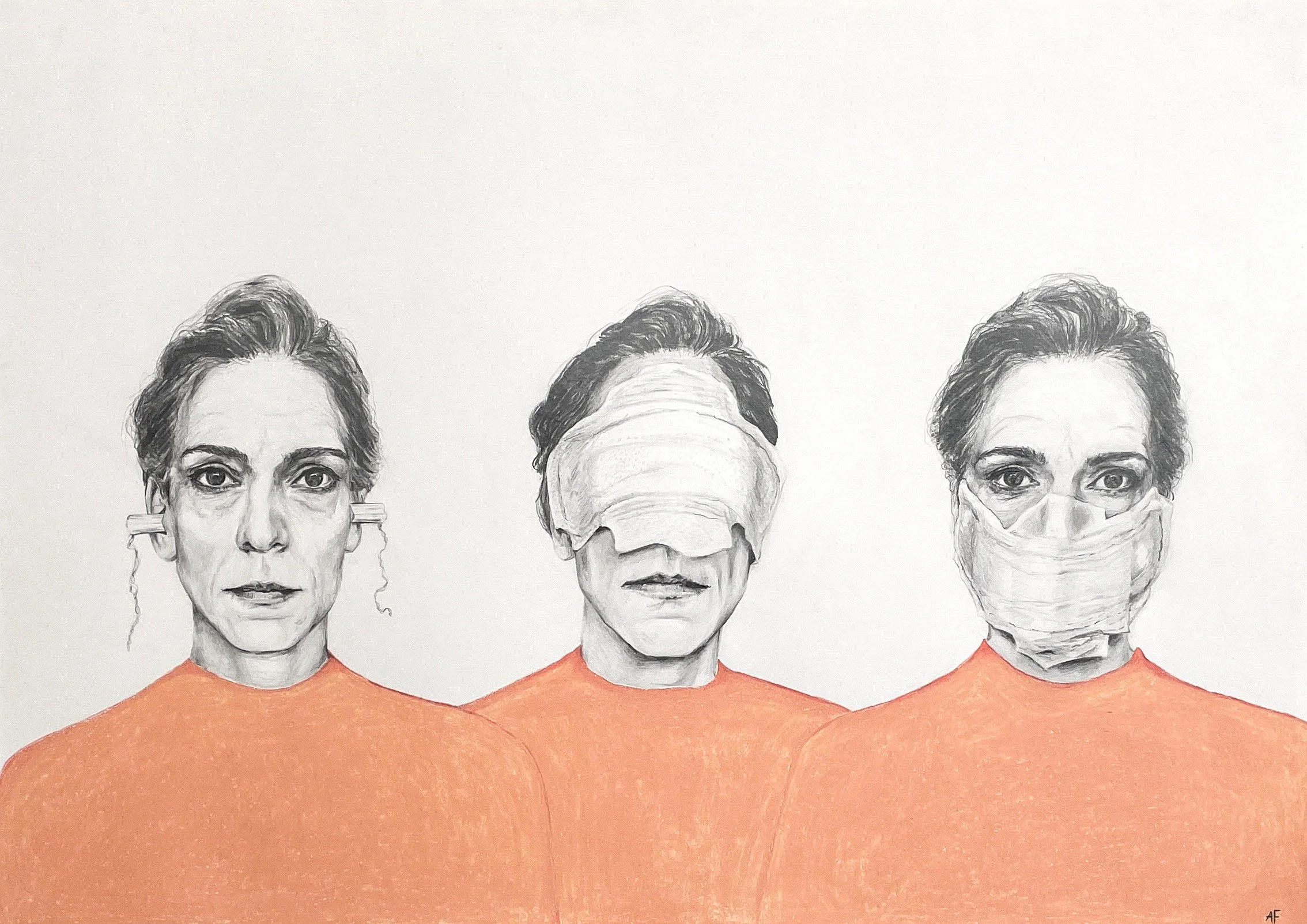 Sanzaru – blyerts och krita på papper