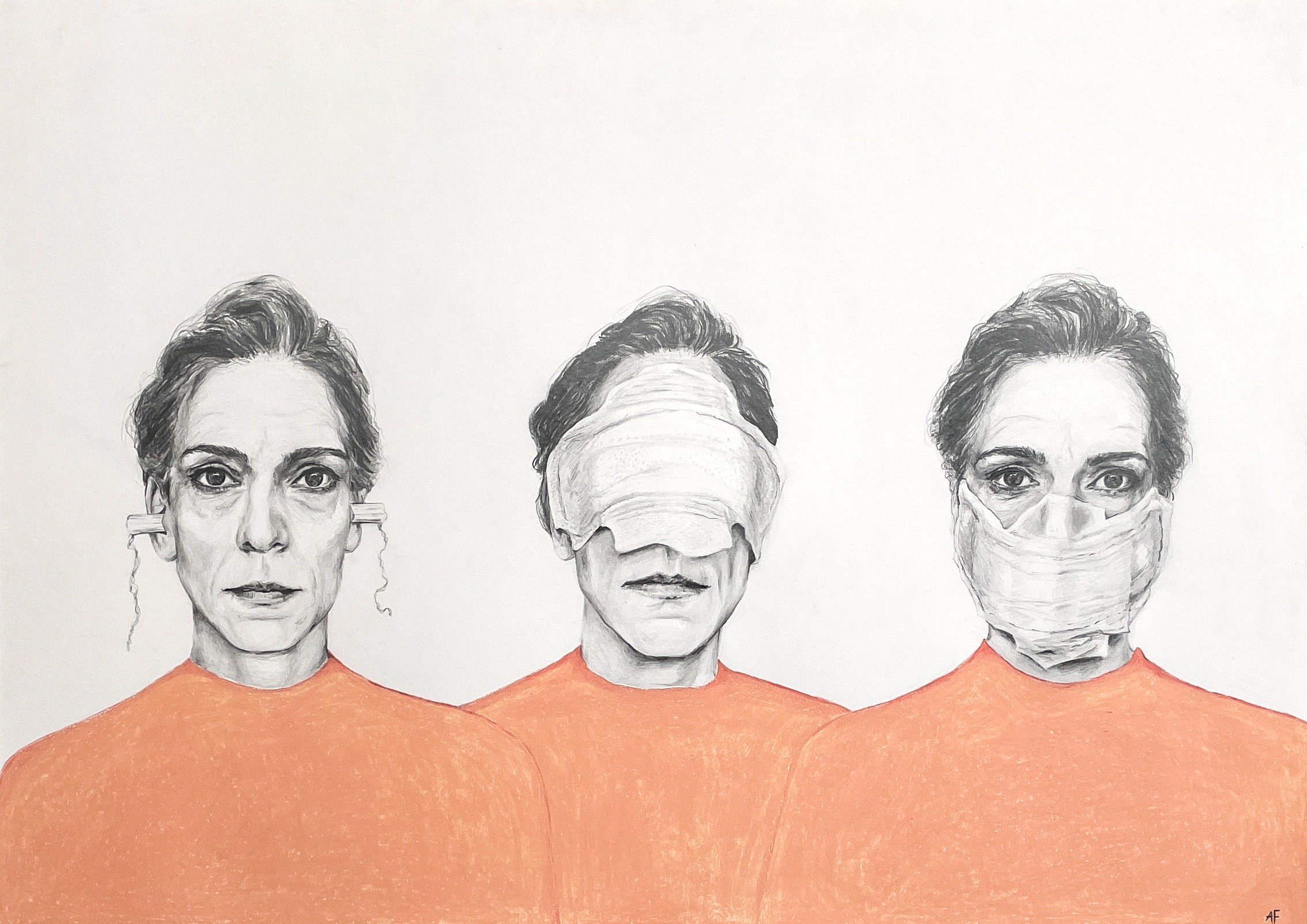 Region Jämtland Härjedalen 2023 – 
"Sanzaru" 
Blyerts och krita, 70x50 cm