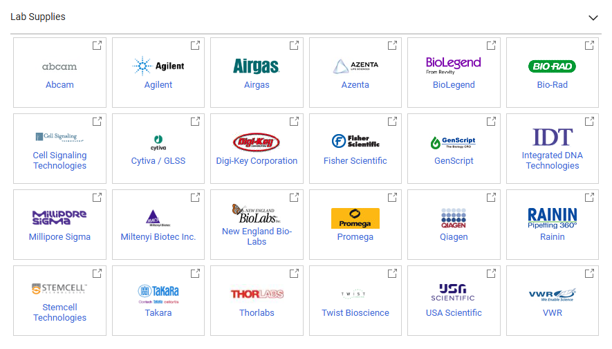 List of CNI lab suppliers via the CU Marketplace
