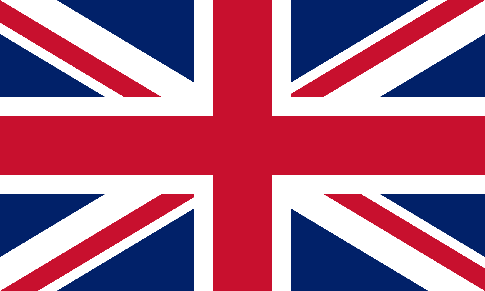 A stylized British flag with a red circle and a diagonal design overlay.