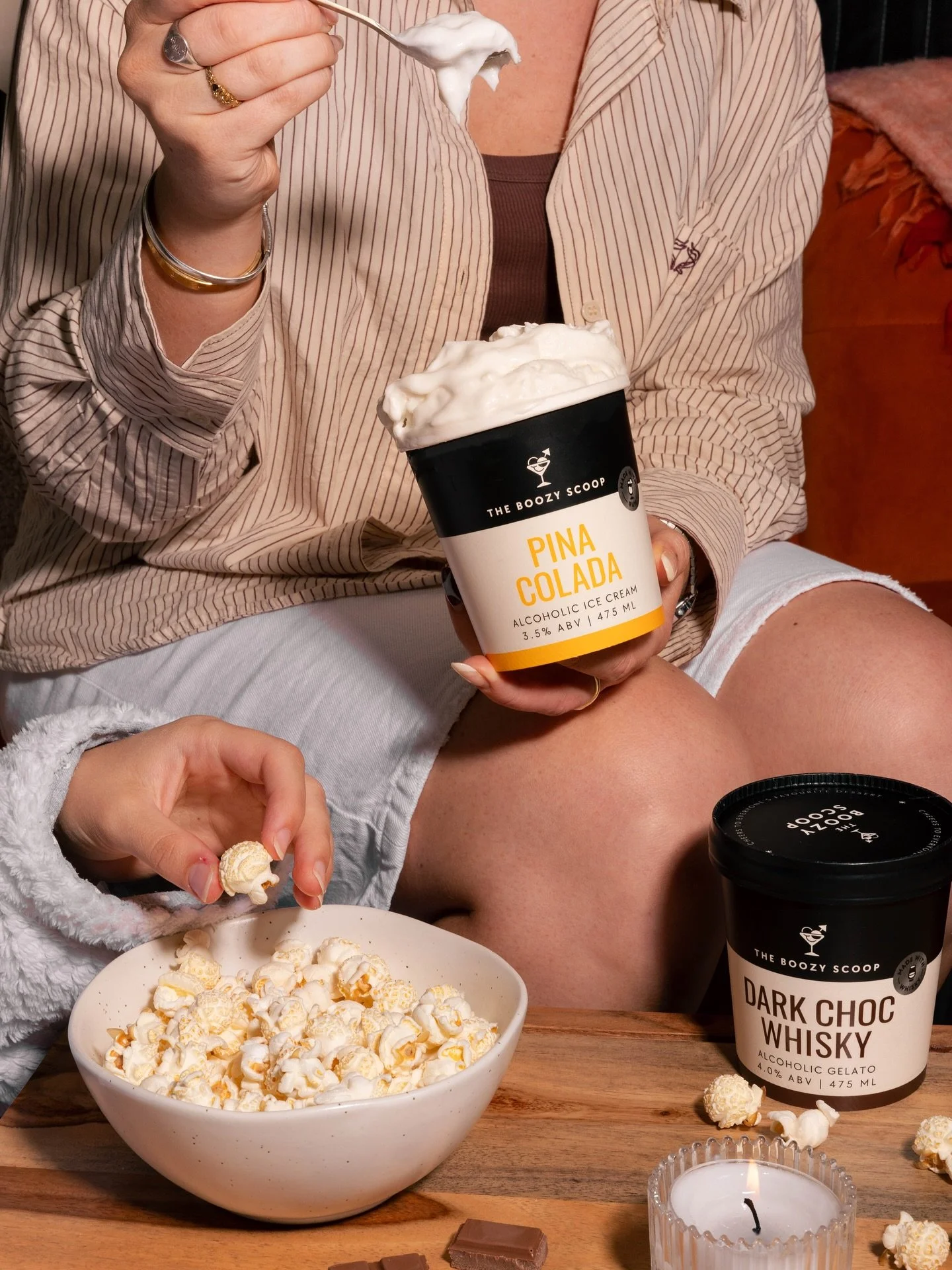 Throwback to this dreamy shoot - still one of our favourite shots! Perfect for a cozy night in.

Which flavour would you grab first?

#theboozyscoop #sipandscoop #alcoholicgelato #melbournedesserts #melbourneicecream #melbournefoodies