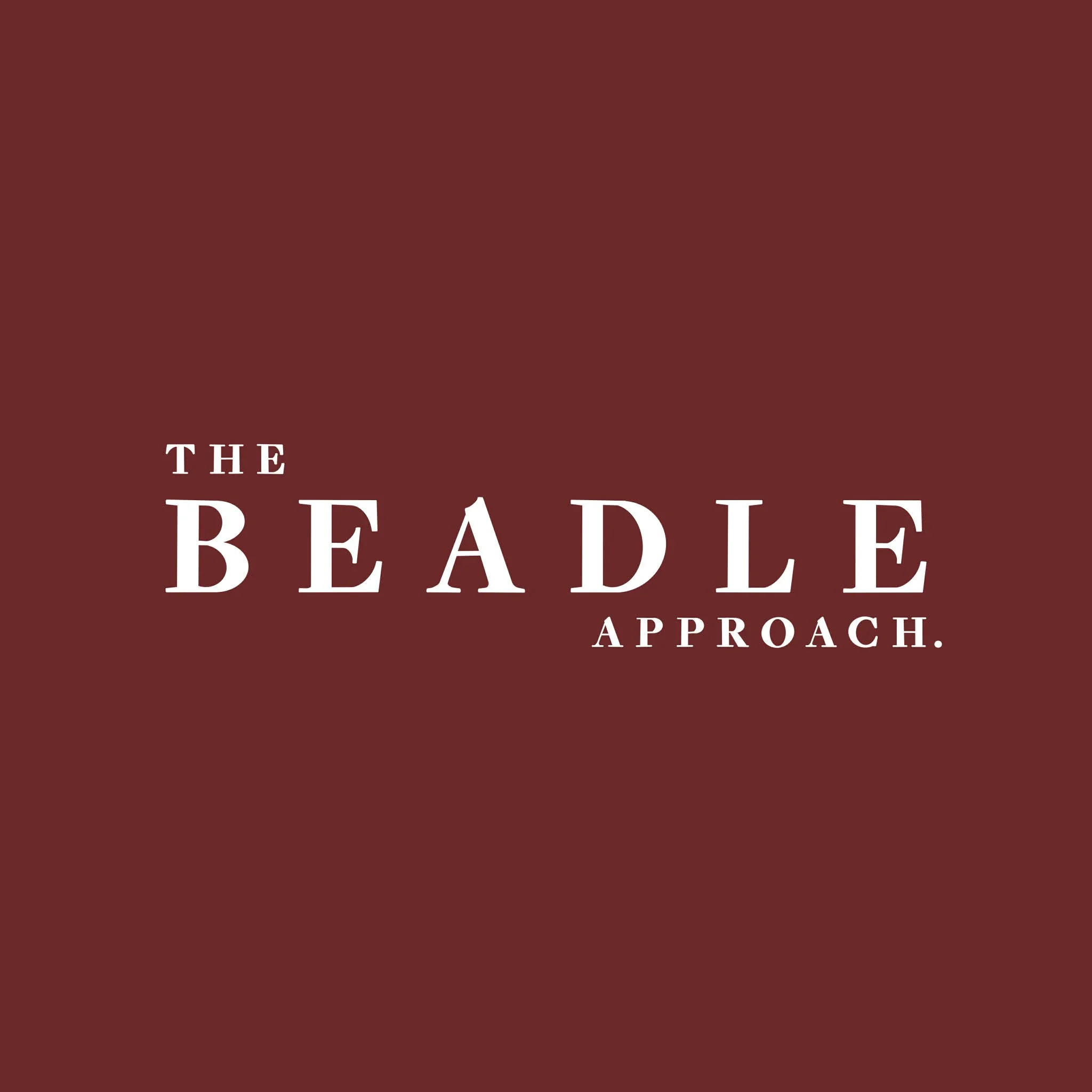 The Beadle Approach podcast Episode 4 cover art - white serif text on dark crimson background