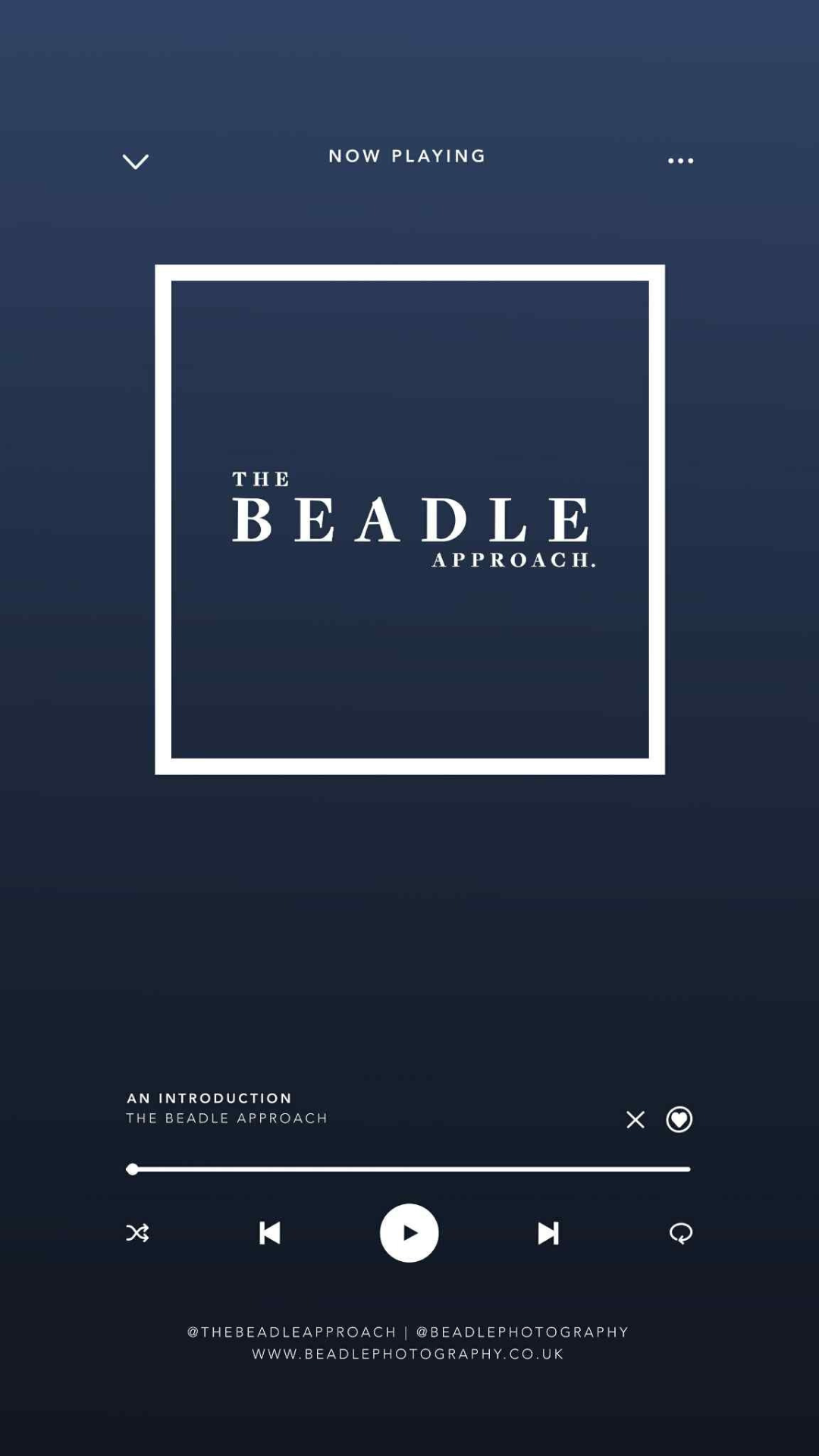 The Beadle Approach podcast Trailer cover art - white serif text on dark blue background