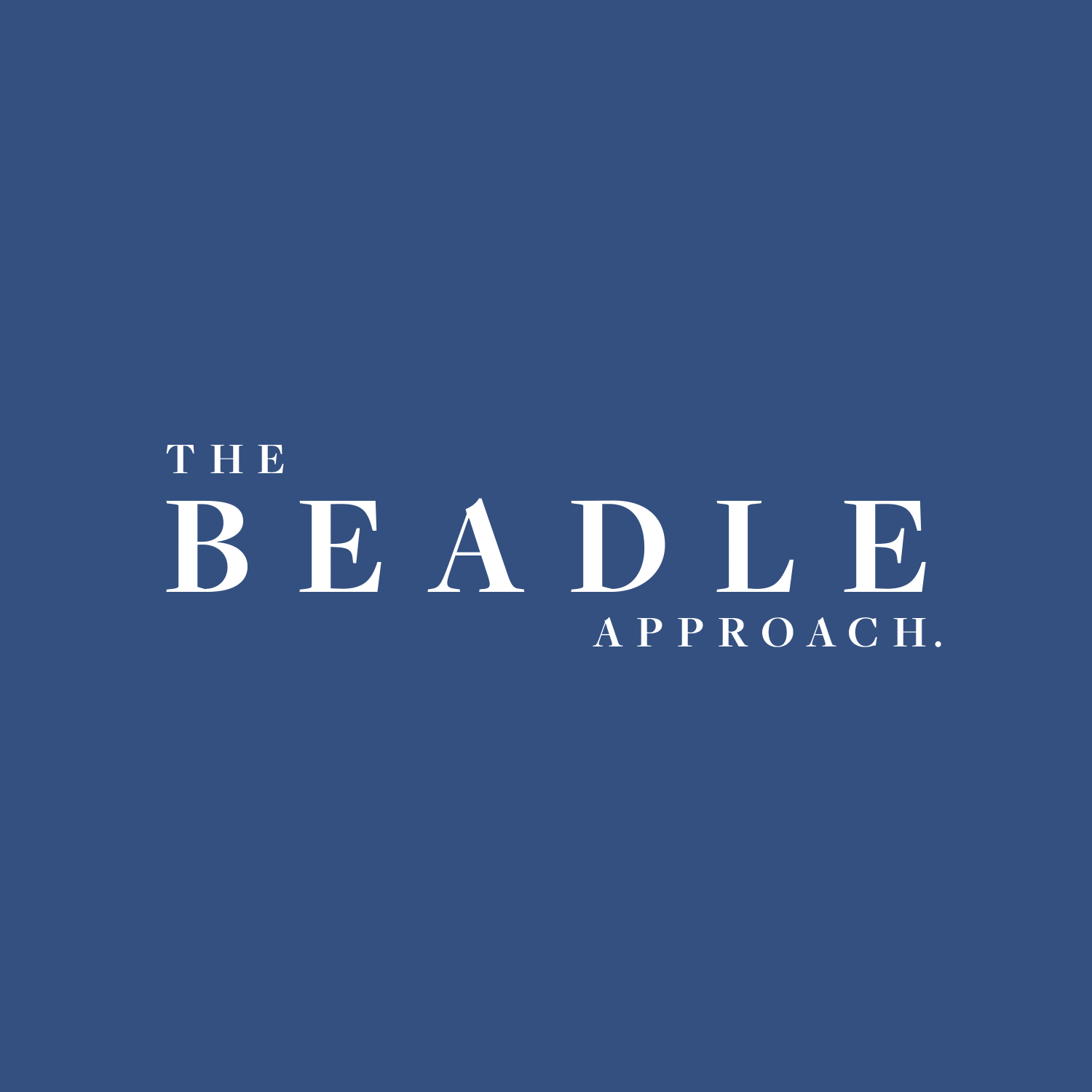 The Beadle Approach podcast logo on navy blue background