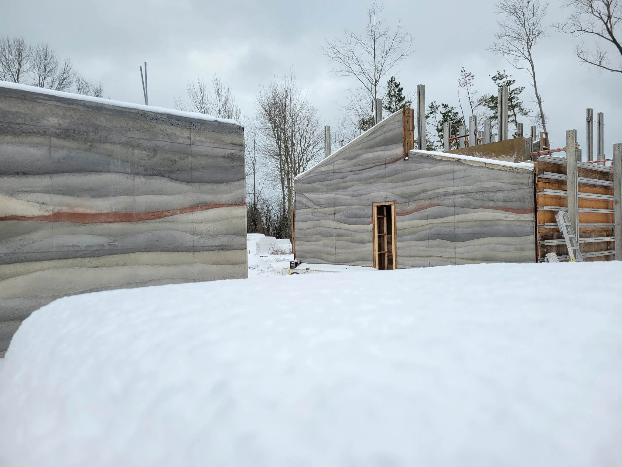 rammed earth in winter
