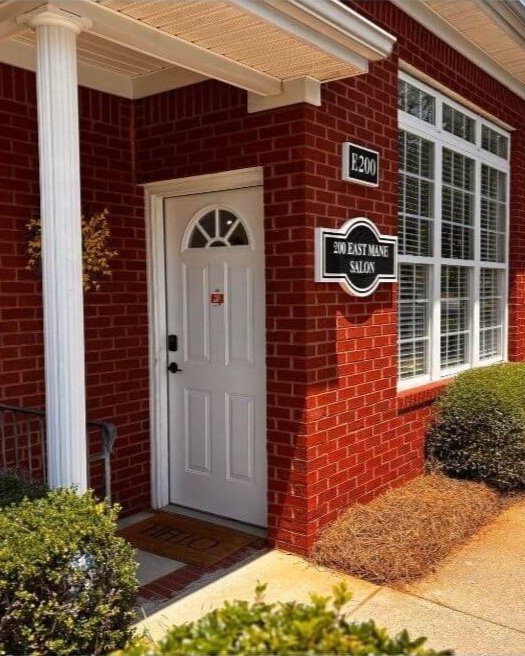 Entrance to 200 East Mane Salon in Cumming GA, home of Root Revival Hair Restoration and LuxeMarie Salon.