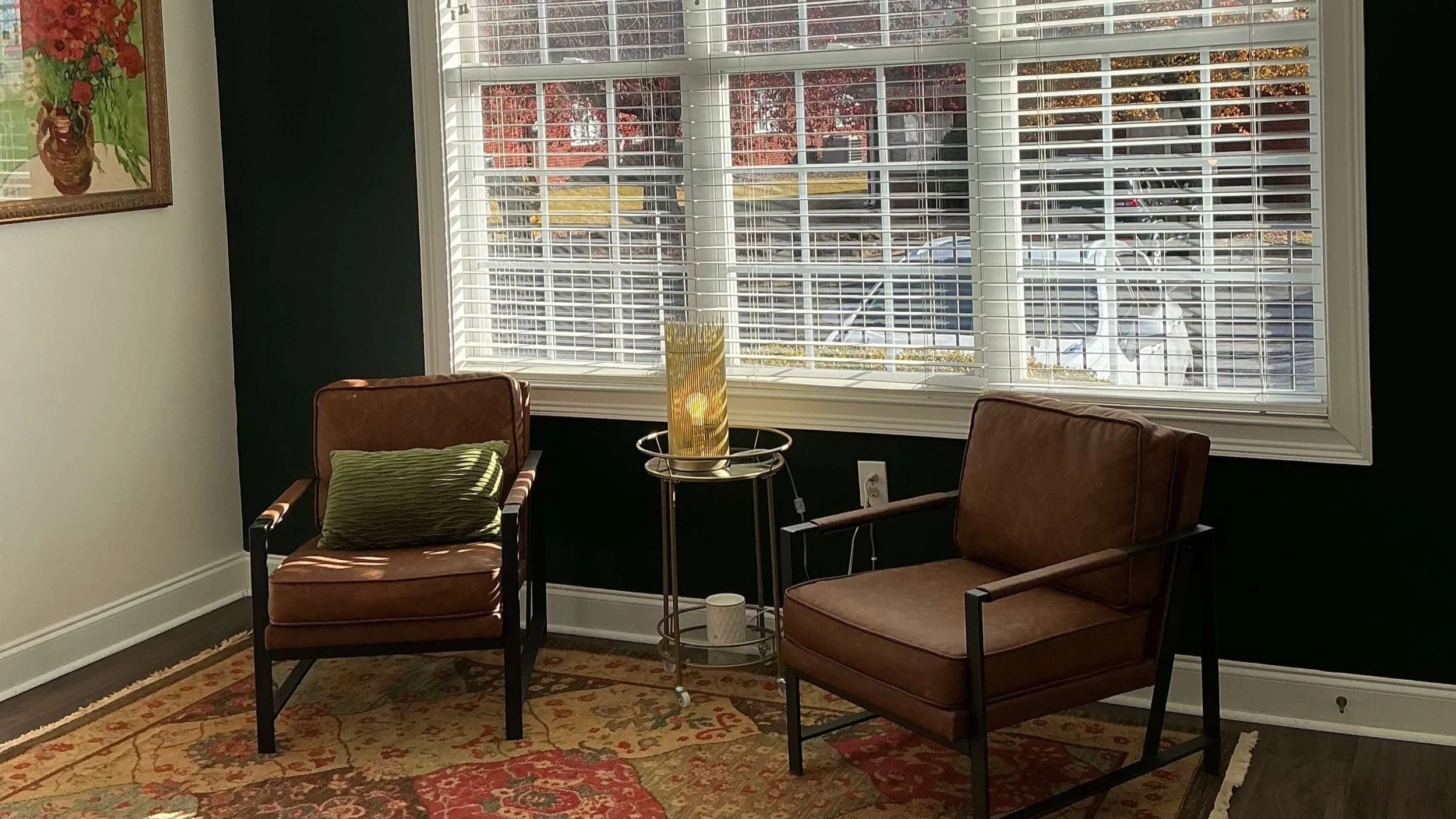 Waiting room inside 200 East Mane Salon for Root Revival Hair Restoration and LuxeMarie Salon in Forsyth County Cumming GA.