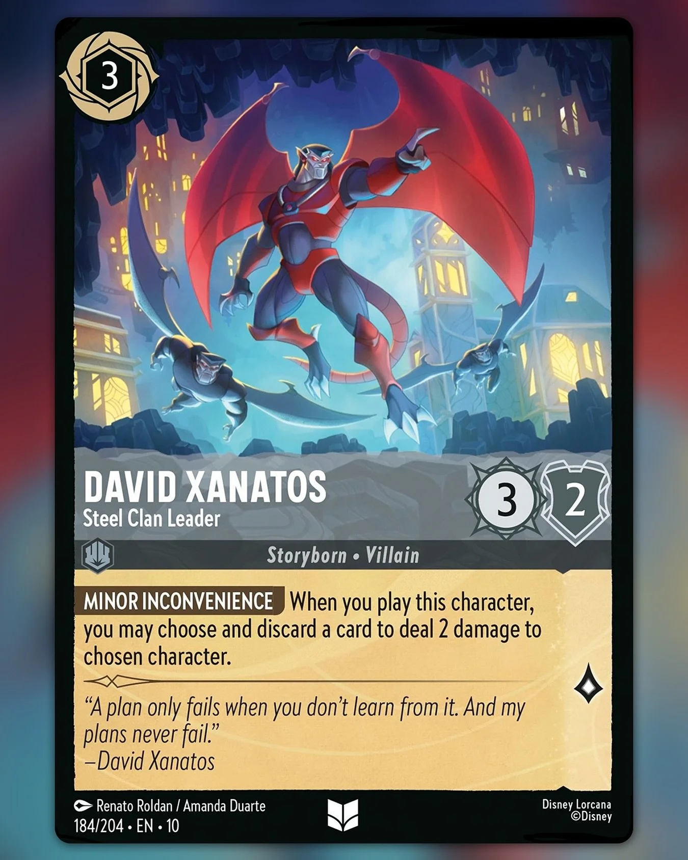 &ldquo;David Xanatos: Steel Clan Leader&rdquo; &copy;Disney 
Illustration done for @disneylorcana and @ravensburgerglobal!

Artists: Renato Roldan (layout) @dinduarte.jpg (final)
AD: @mariomanzanares.ig 

#disney #lorcana #disneylorcana #tcg #illustr