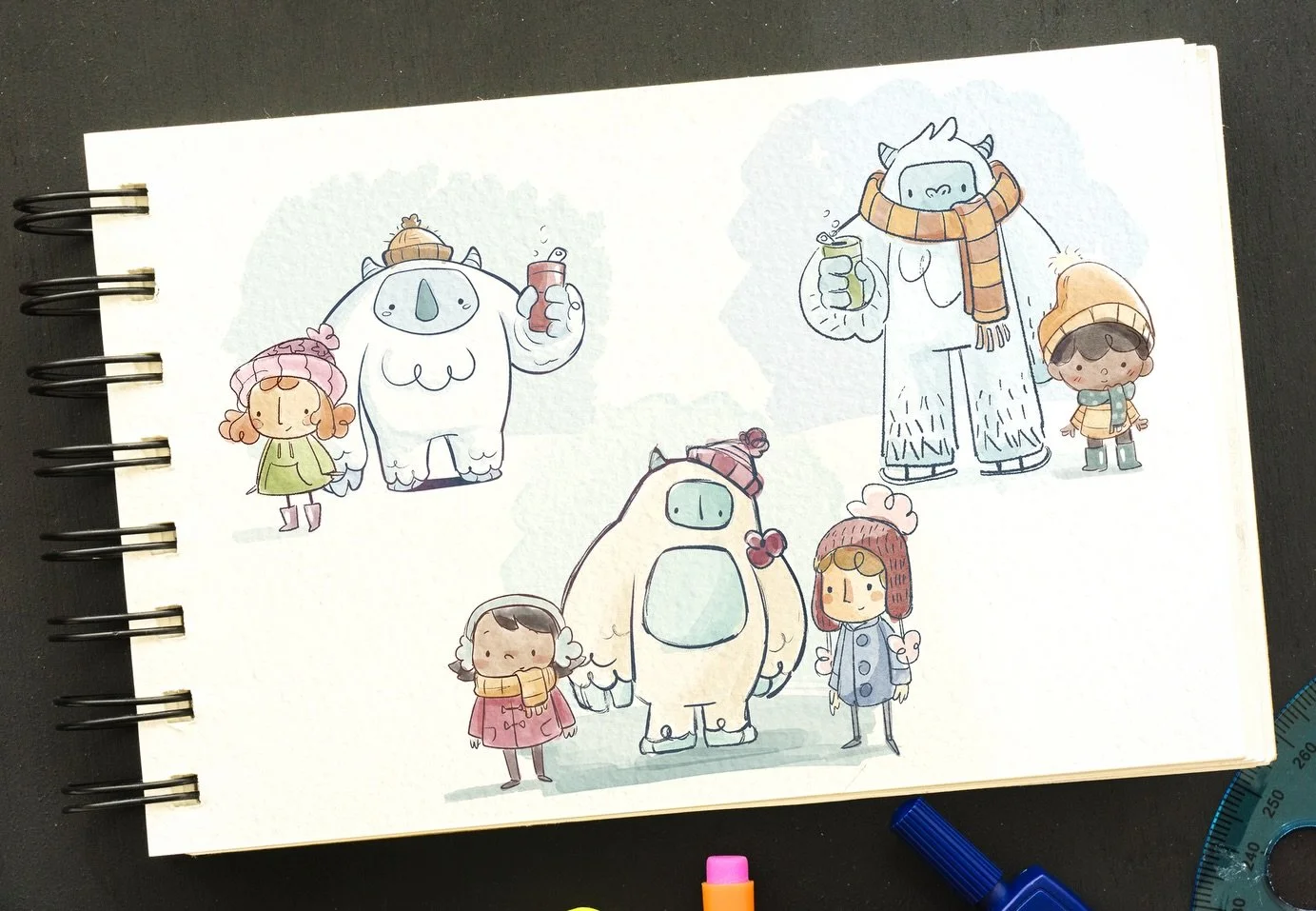 Character designs for an undisclosed pitch ❄️
So refreshing to be able to work on a different style than usual!

Artists: @jessi.brasilart @mz09art