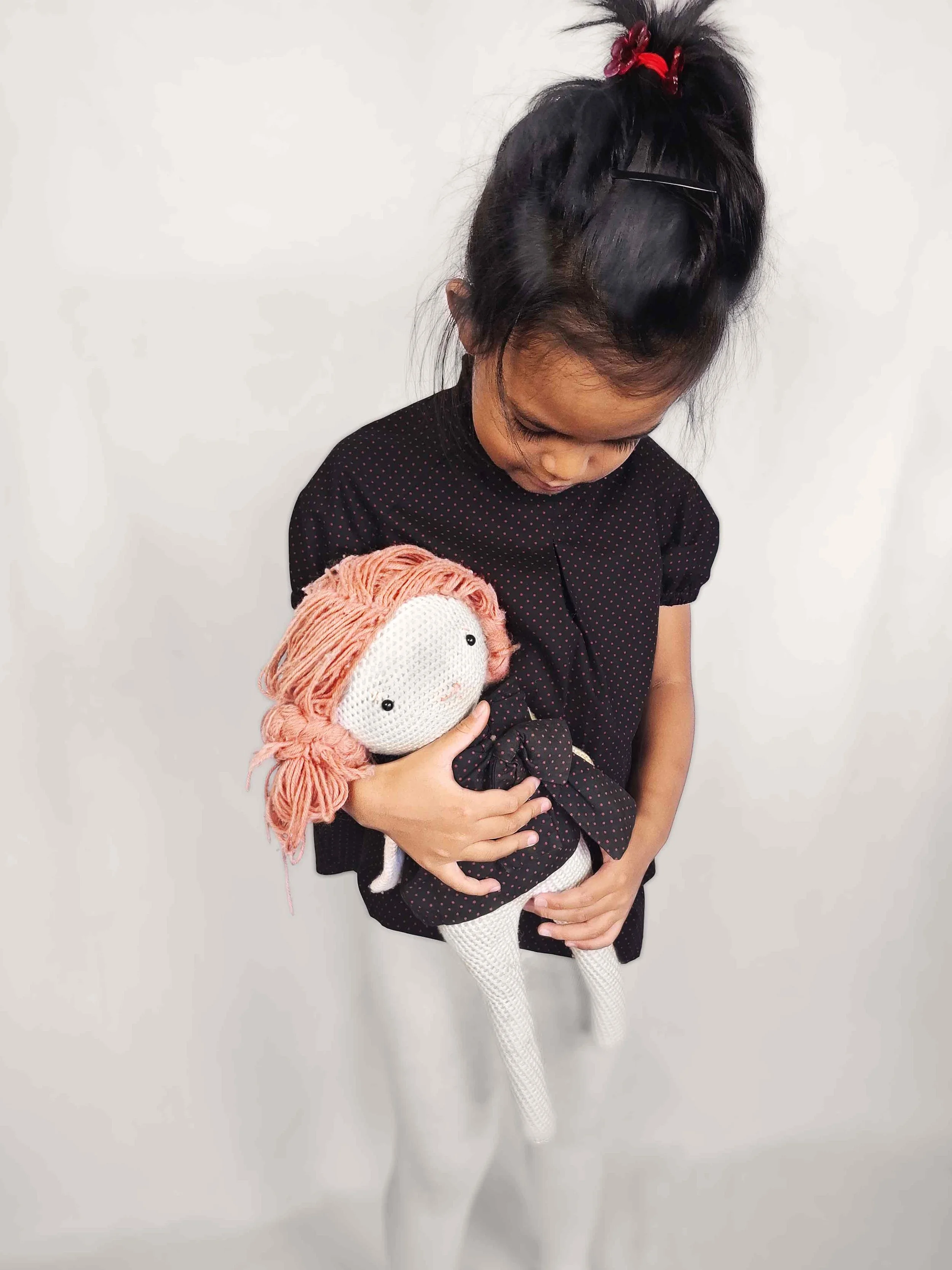 Blouse marron à pois, pour petite fille