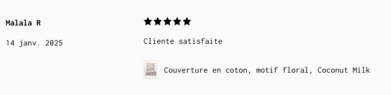 Couverture en coton, motif Floral, Cliente satisfaite