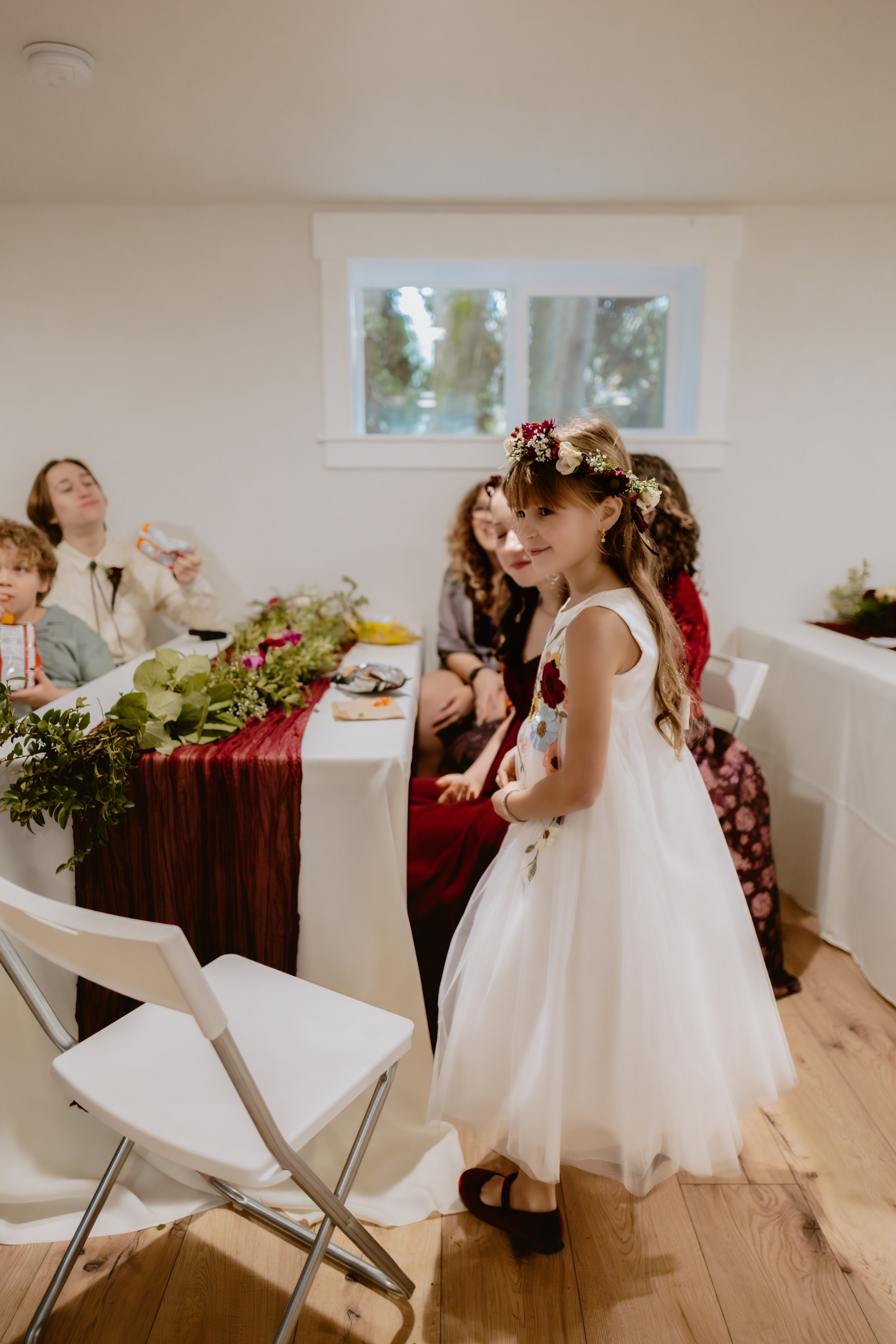 Wedding guests celebrating during an indoor November reception